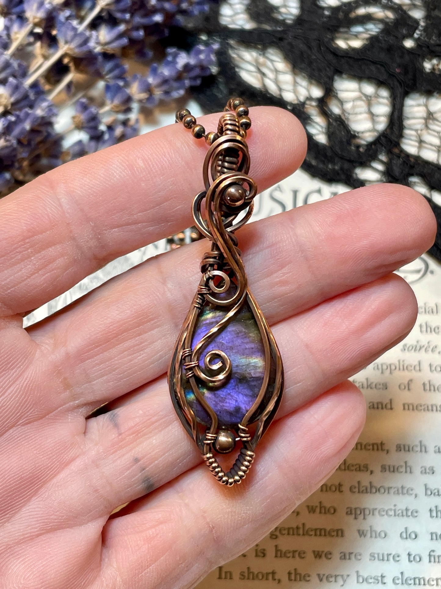 Labradorite Pendant in Copper