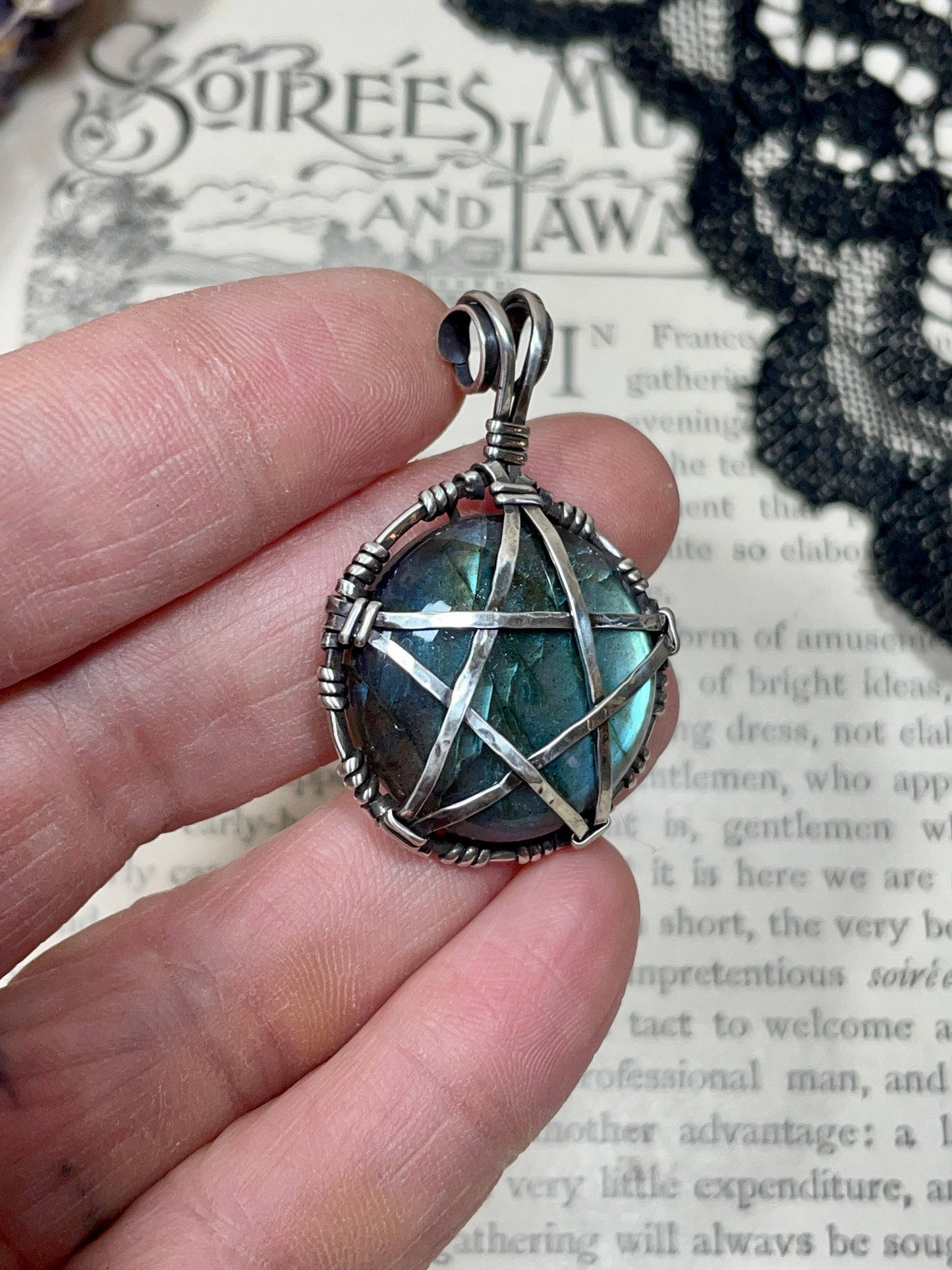 Labradorite Pentacle Pendant in Sterling Silver