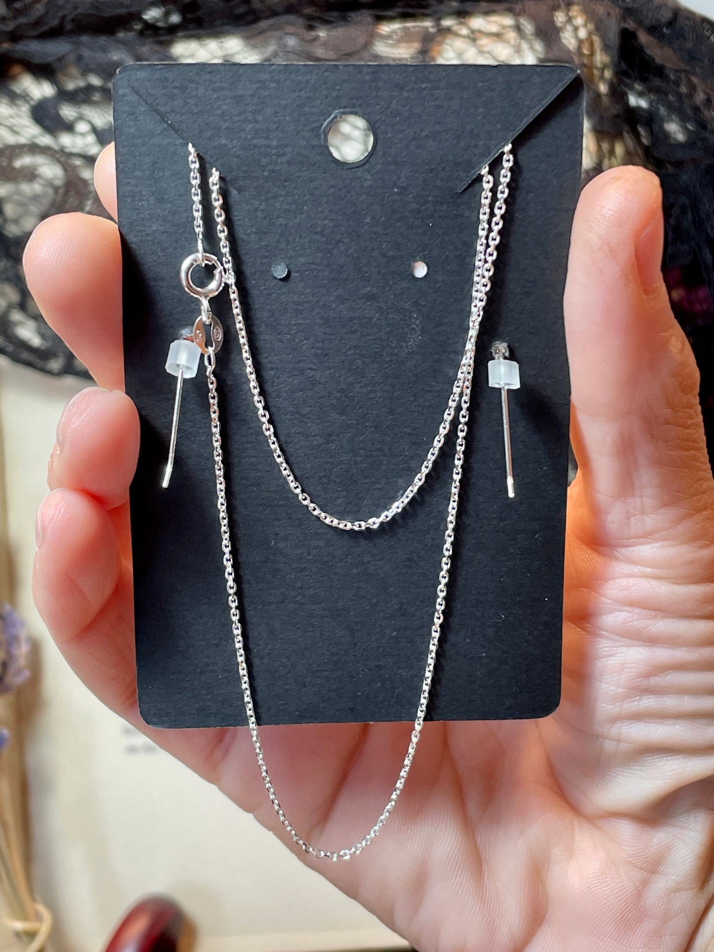 Triple Moon Pendant and Earring Set in Sterling Silver