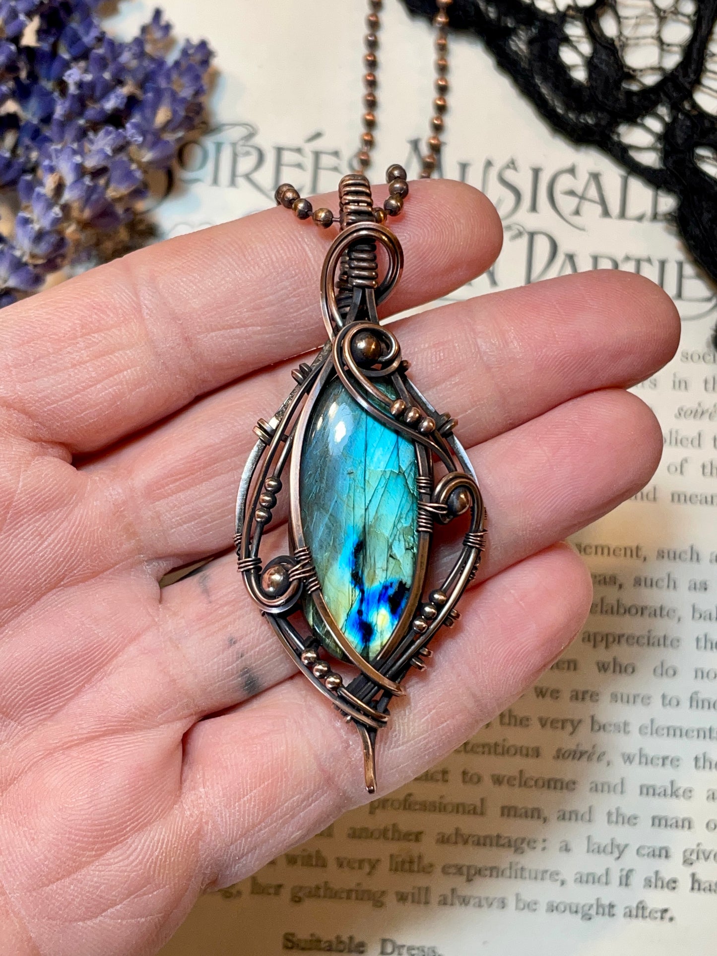 Labradorite Pendant in Copper