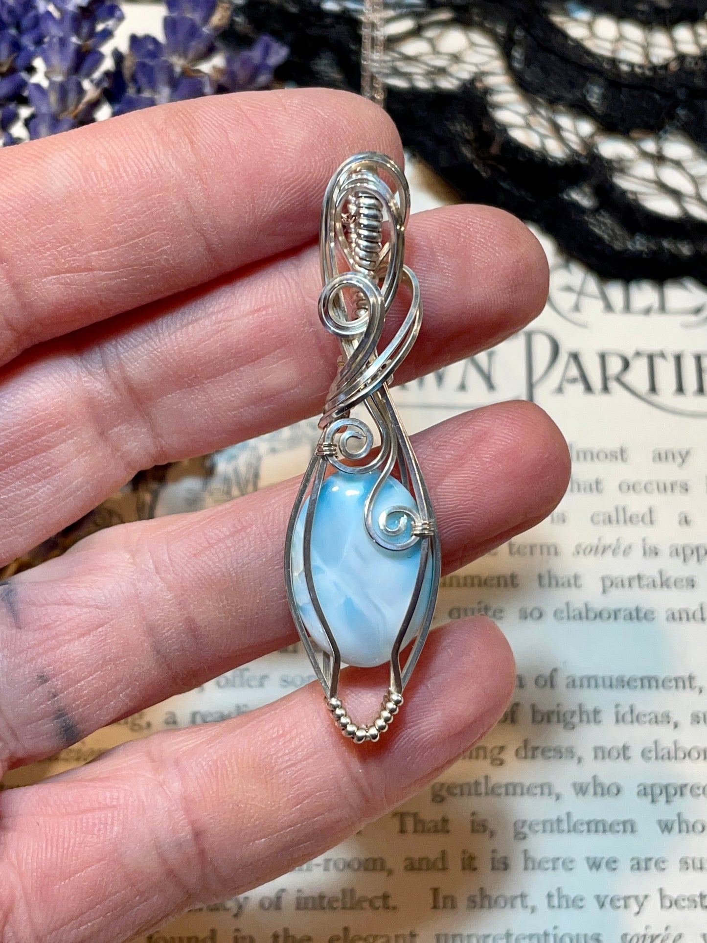 Larimar Pendant in Sterling Silver