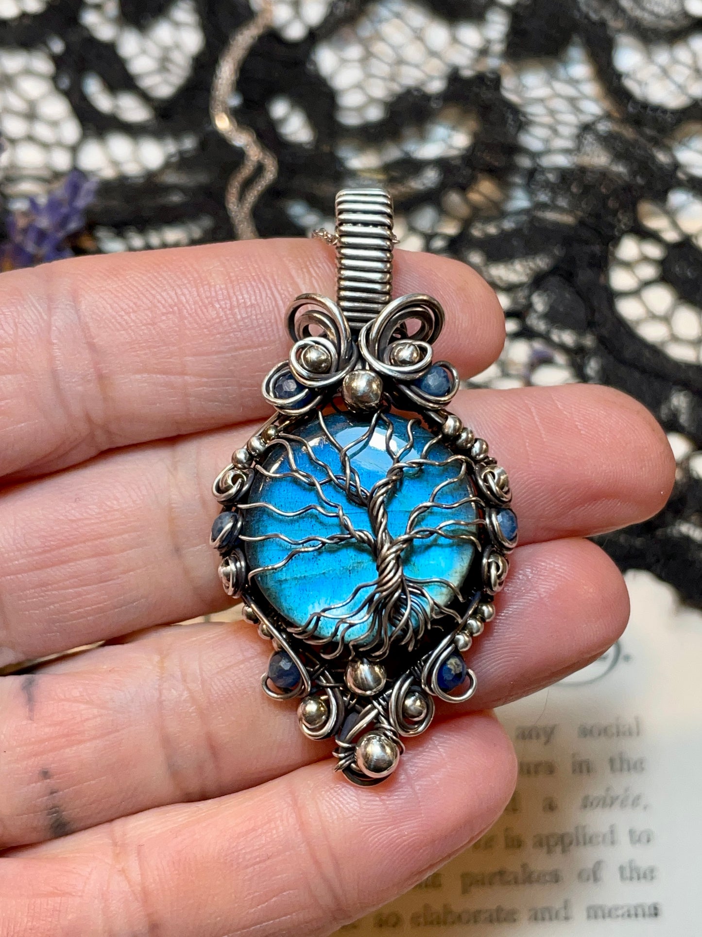 Labradorite Tree of Life Pendant in Sterling Silver