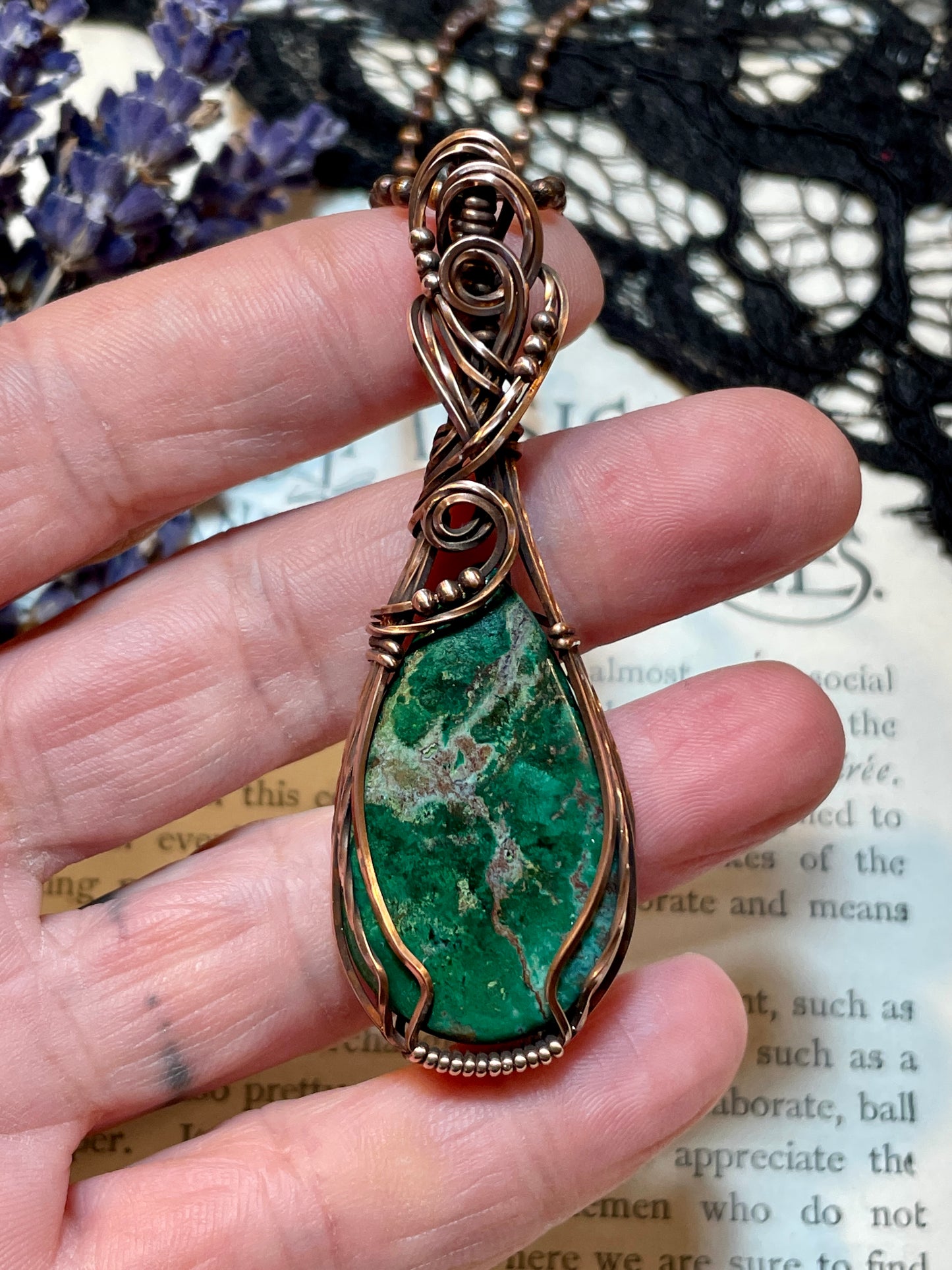 Azurite Malachite Pendant in Copper