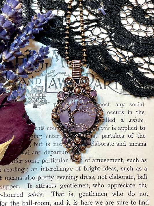 Amethyst Tree of Life Pendant in Copper