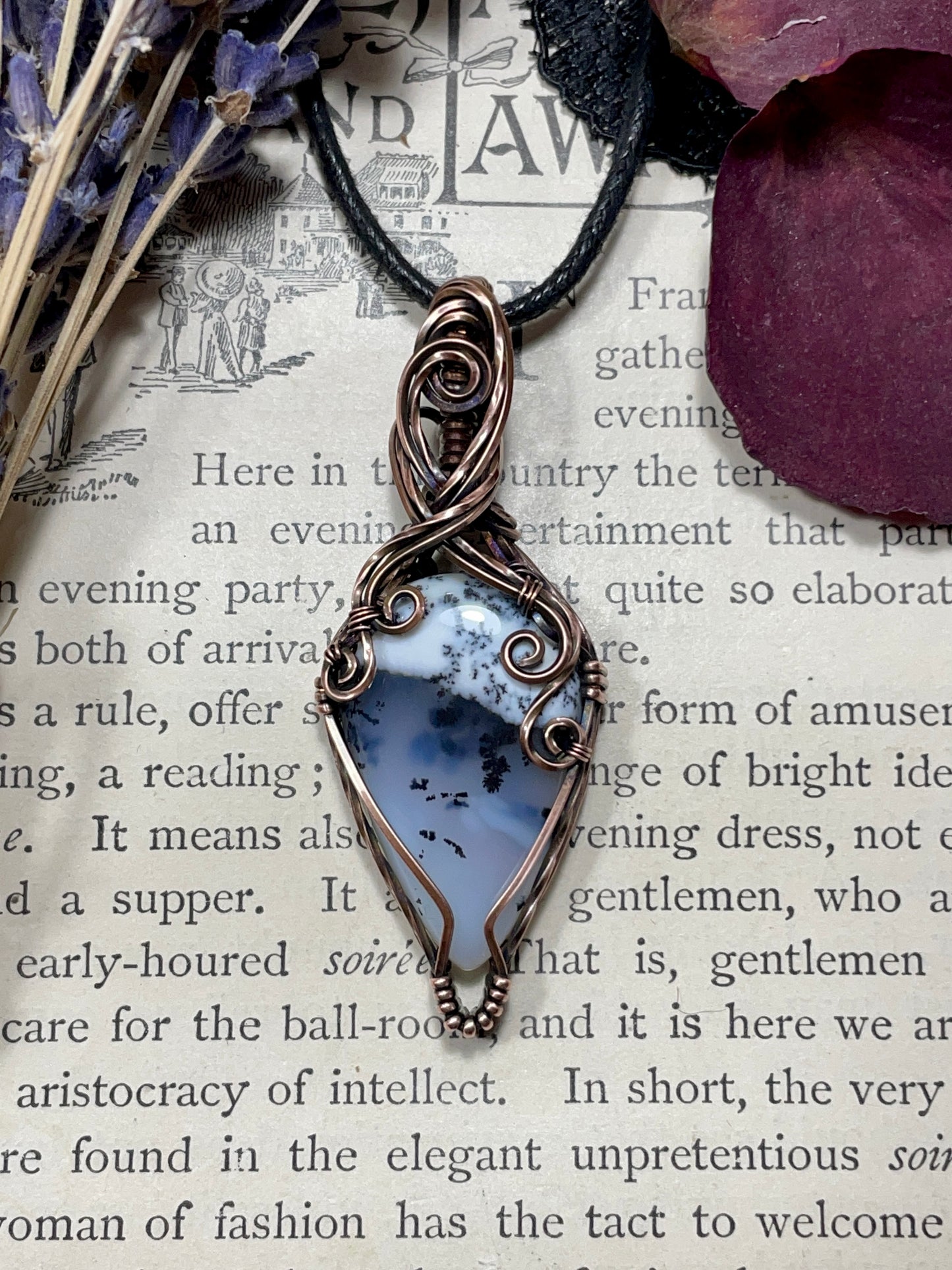 Merlinite (Dendritic Agate) Pendant in Copper