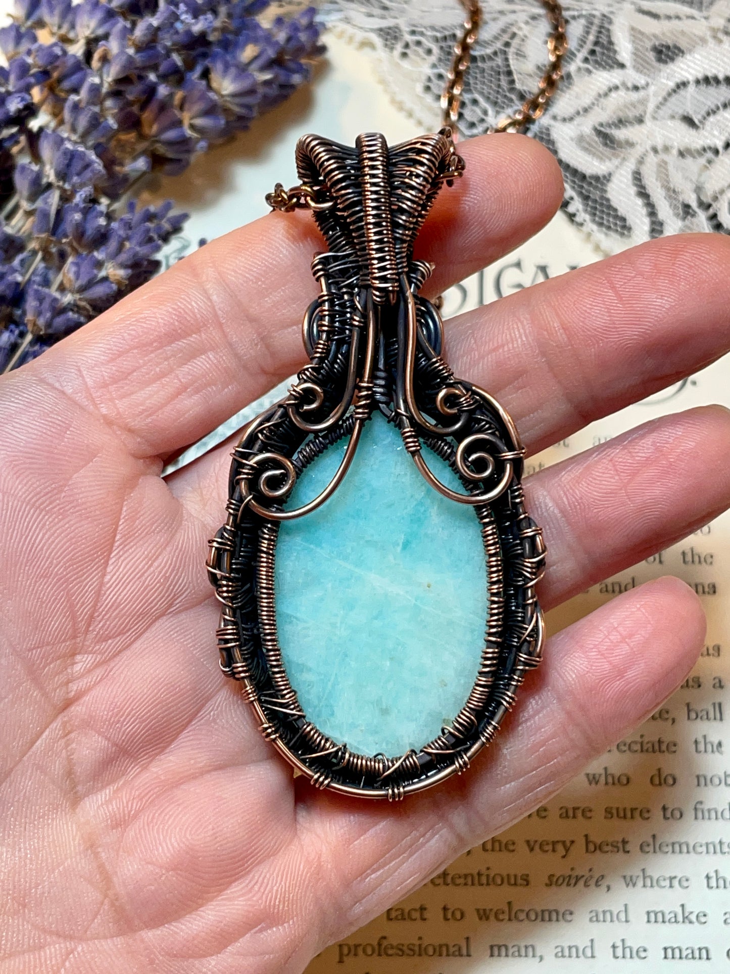 Amazonite Tree of Life Pendant in Copper