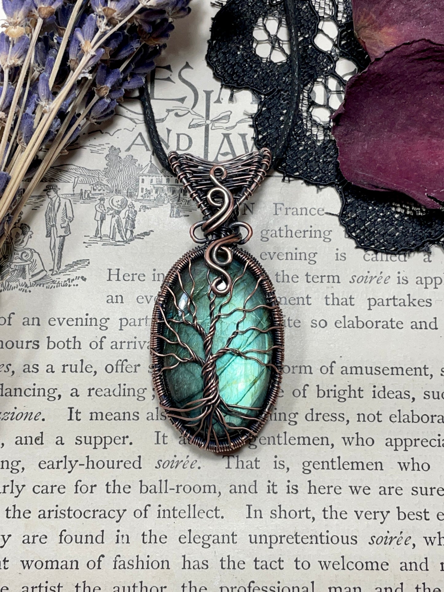 Labradorite Tree of Life Pendant in Copper