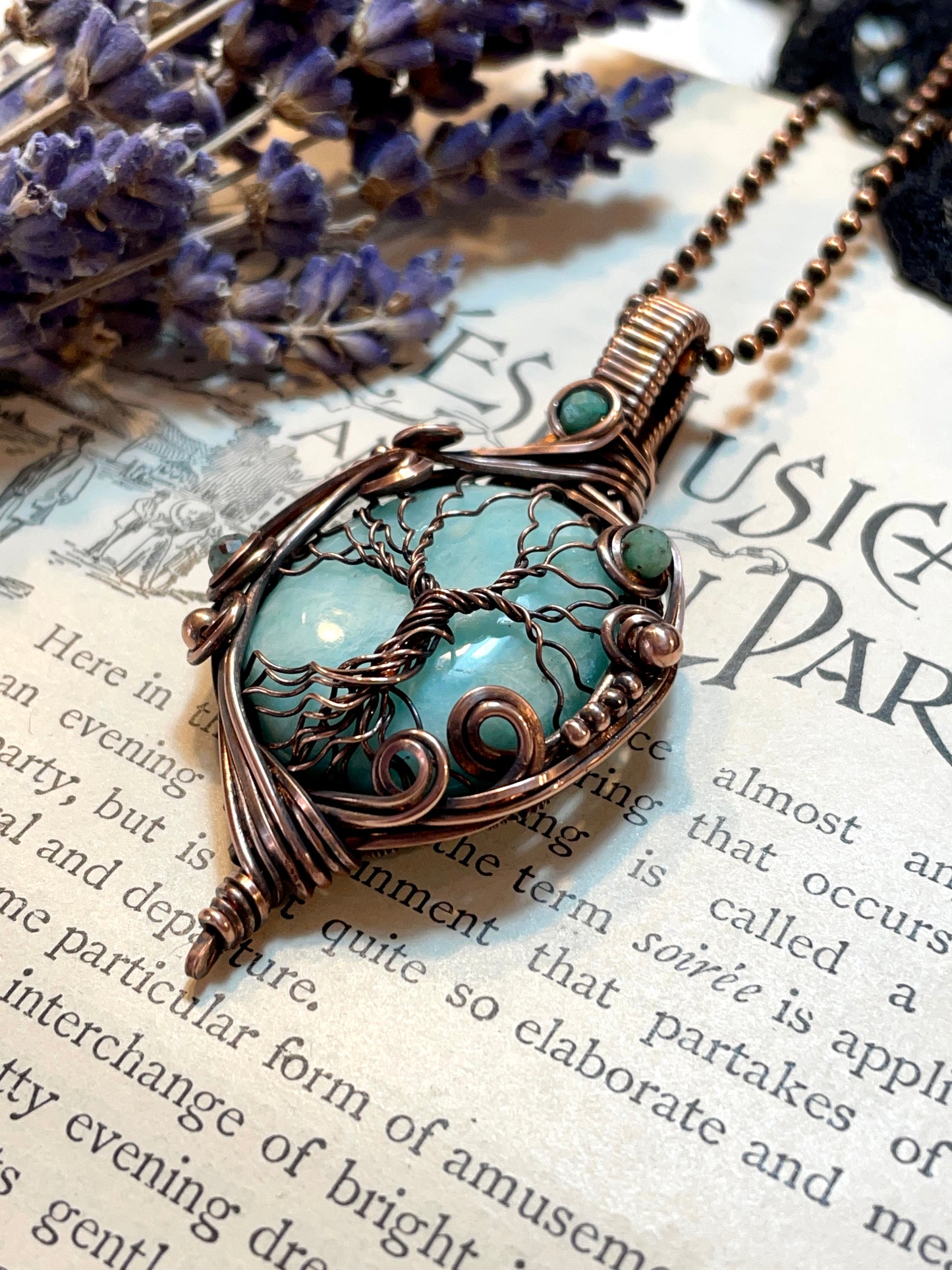 Amazonite Tree of Life Pendant in Copper