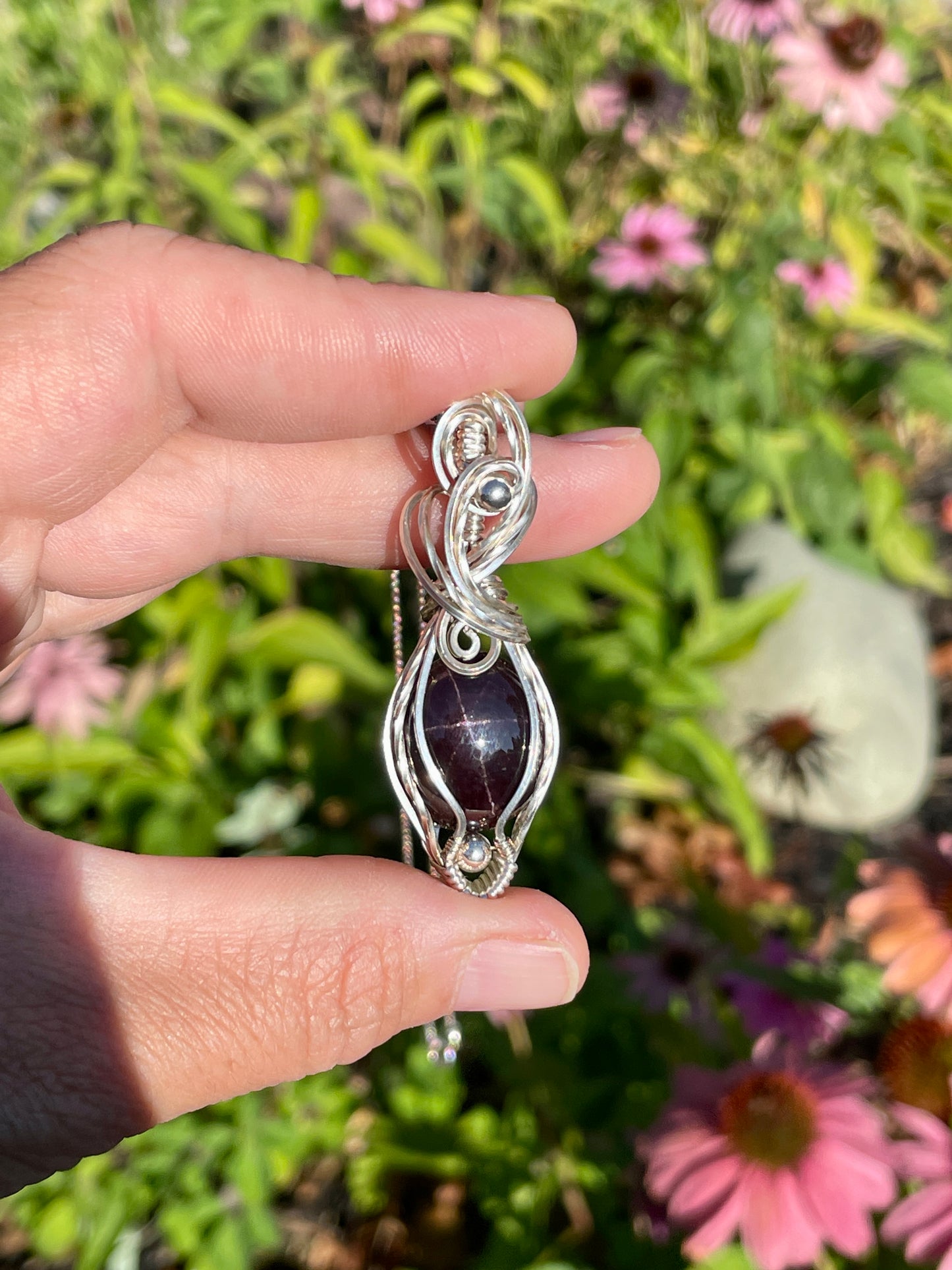 Garnet (Star Garnet) Pendant in Sterling Silver