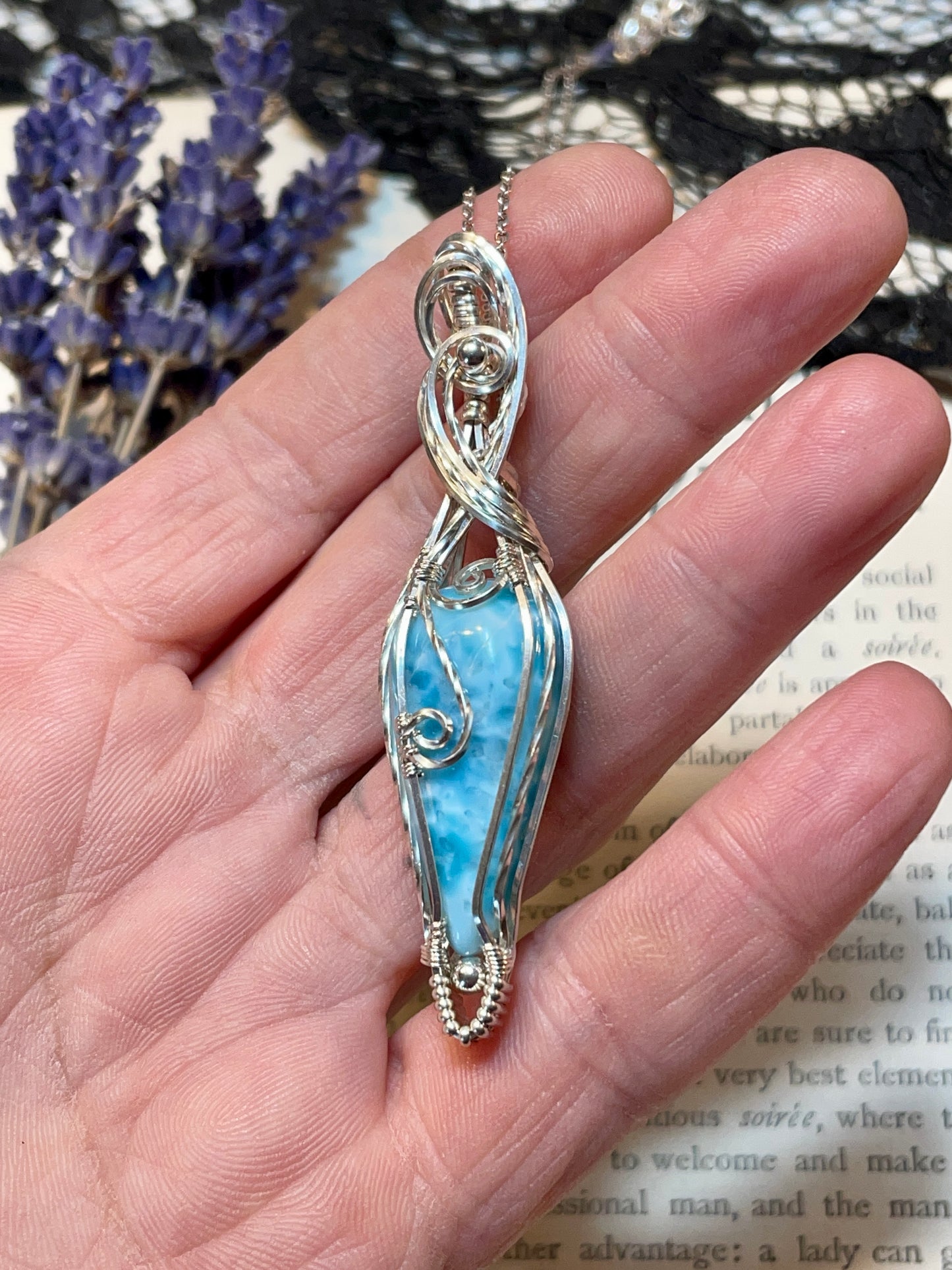 Larimar Pendant in Sterling Silver