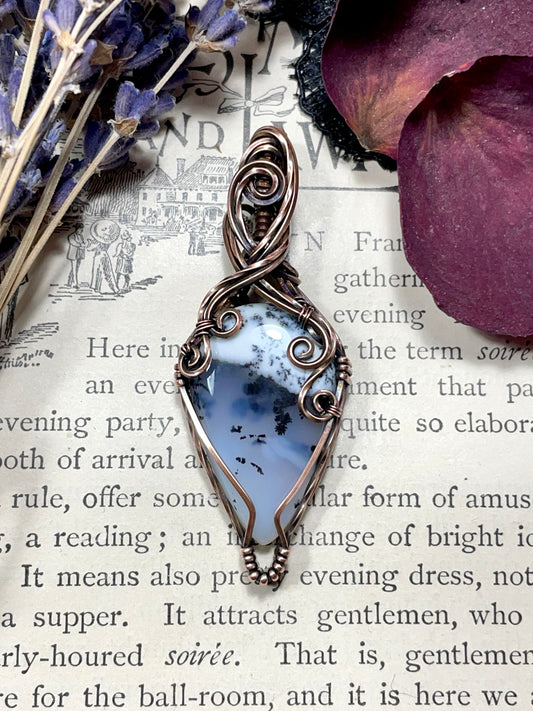 Merlinite (Dendritic Agate) Pendant in Copper