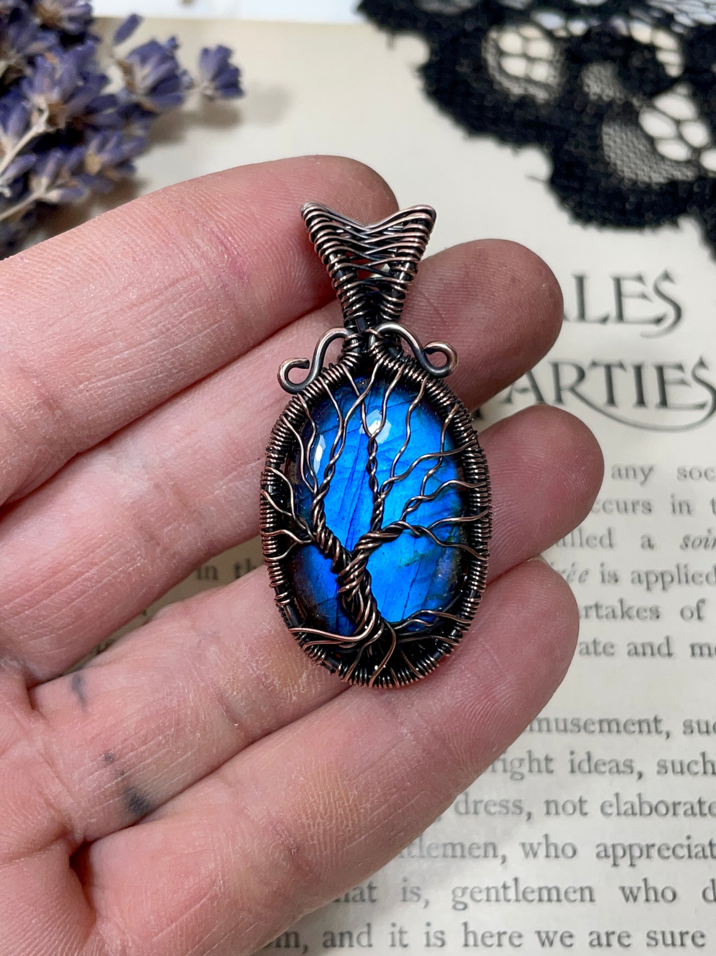 Labradorite Tree of Life Pendant in Copper