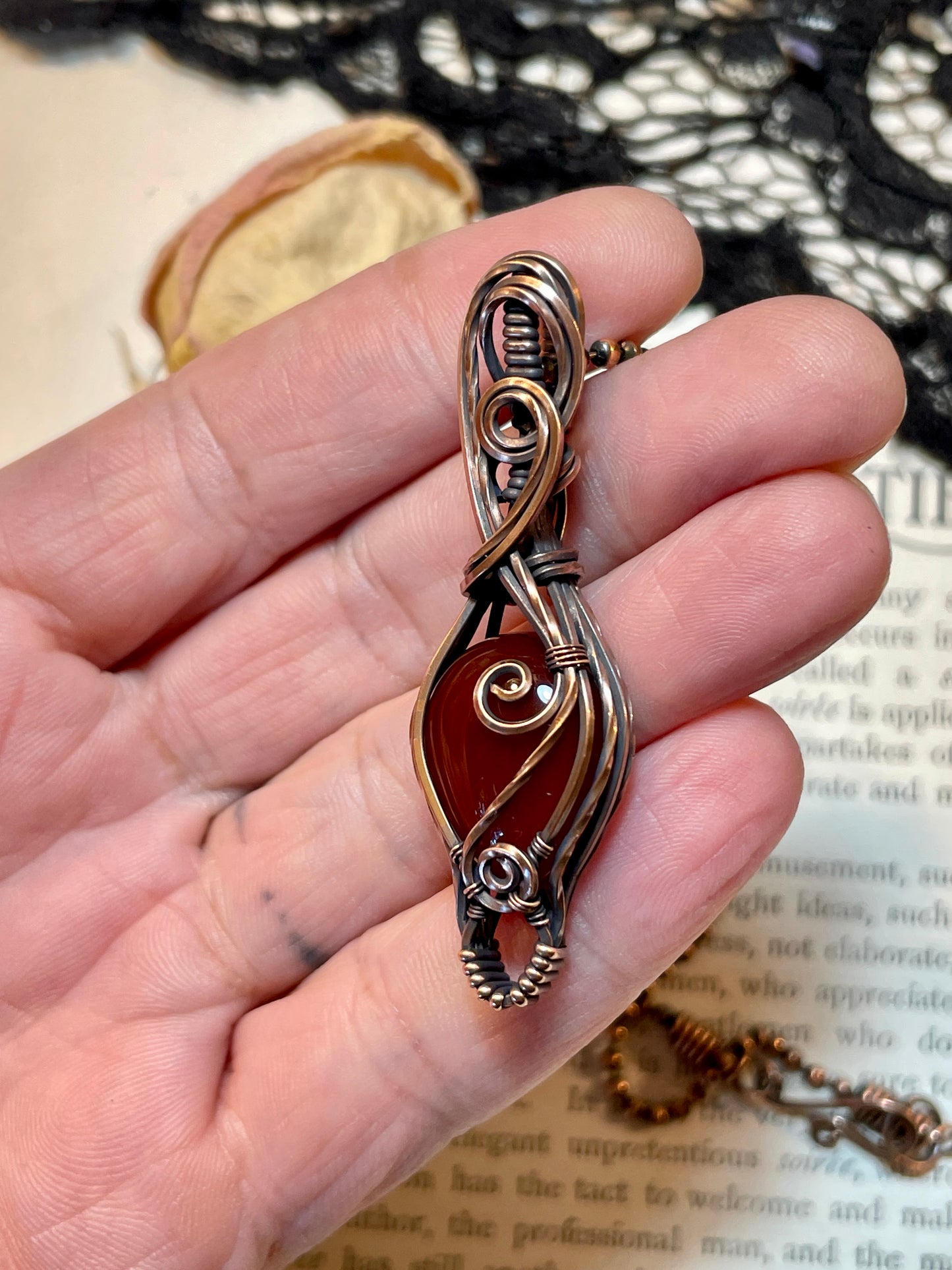 Carnelian Pendant in Copper