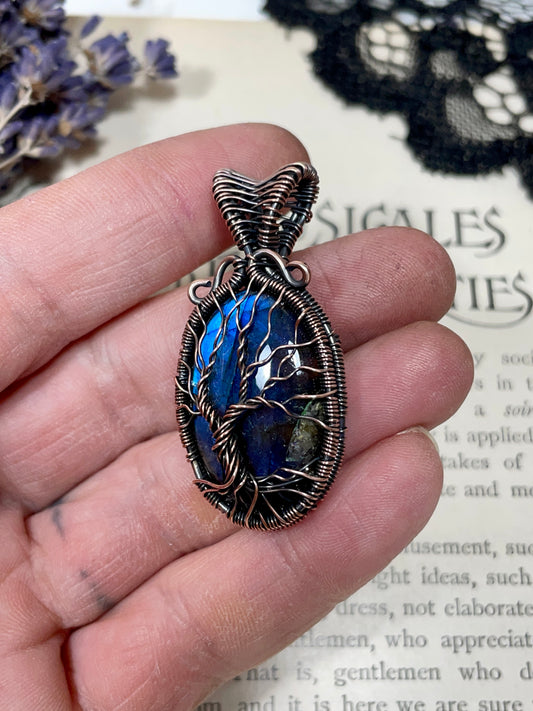 Labradorite Tree of Life Pendant in Copper