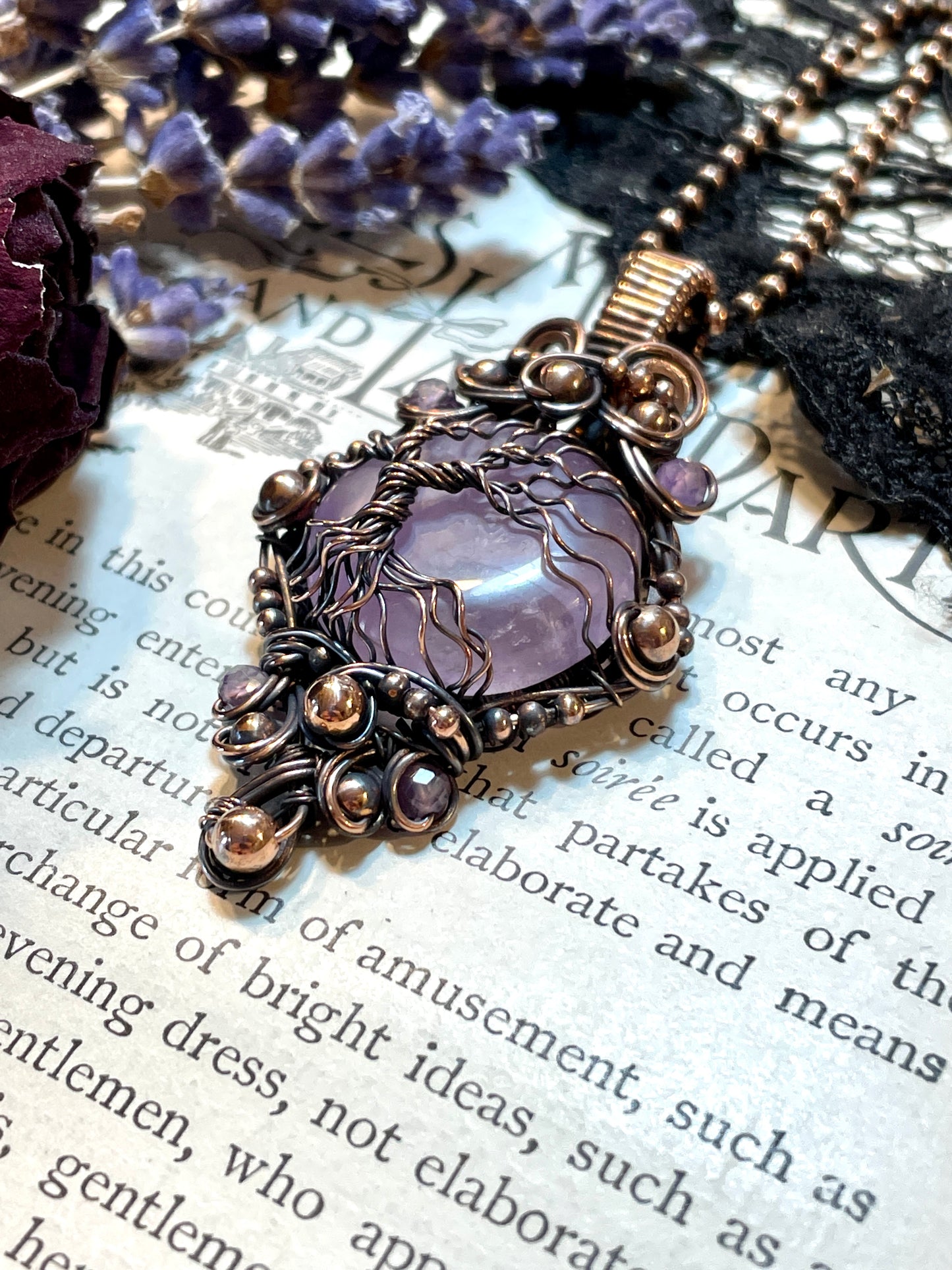 Amethyst Tree of Life Pendant in Copper