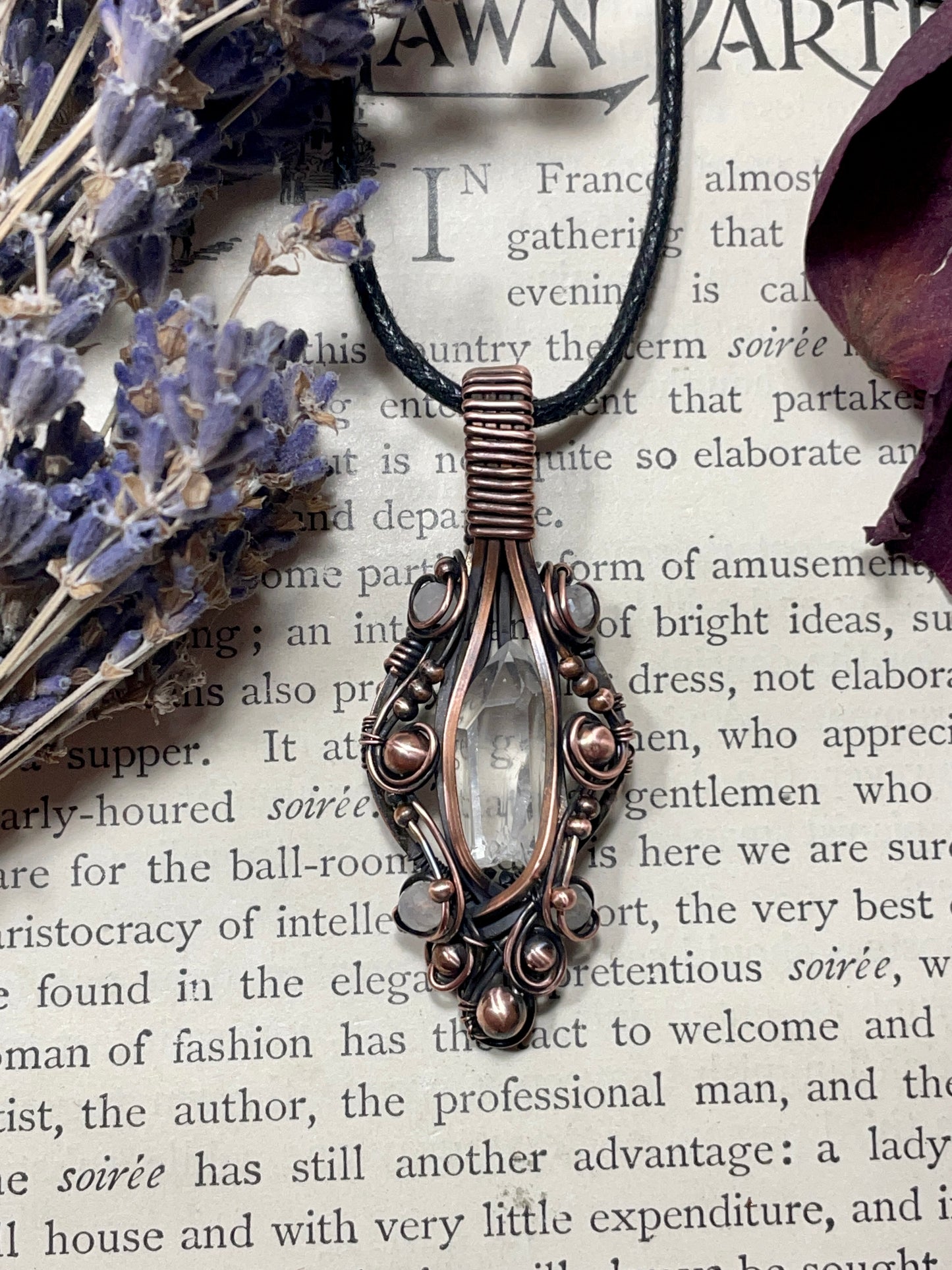 Quartz Crystal Point (Clear Quartz Crystal )Pendant in Copper