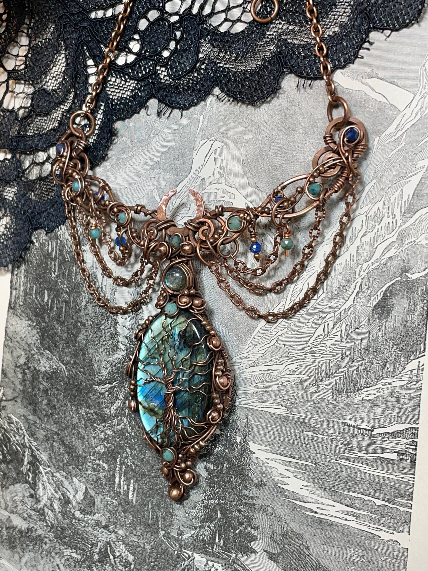 Labradorite Tree of Life Collar in Copper