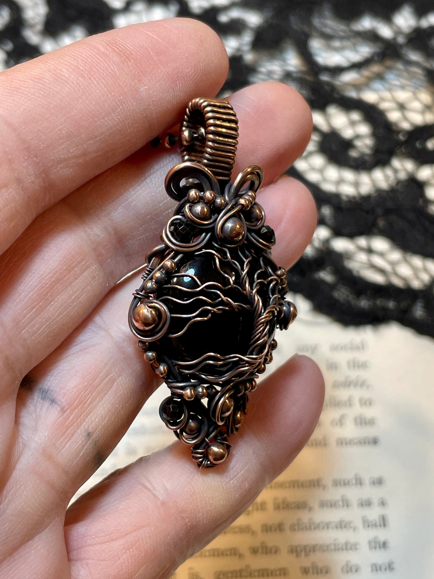 Onyx Tree of Life Pendant in Copper