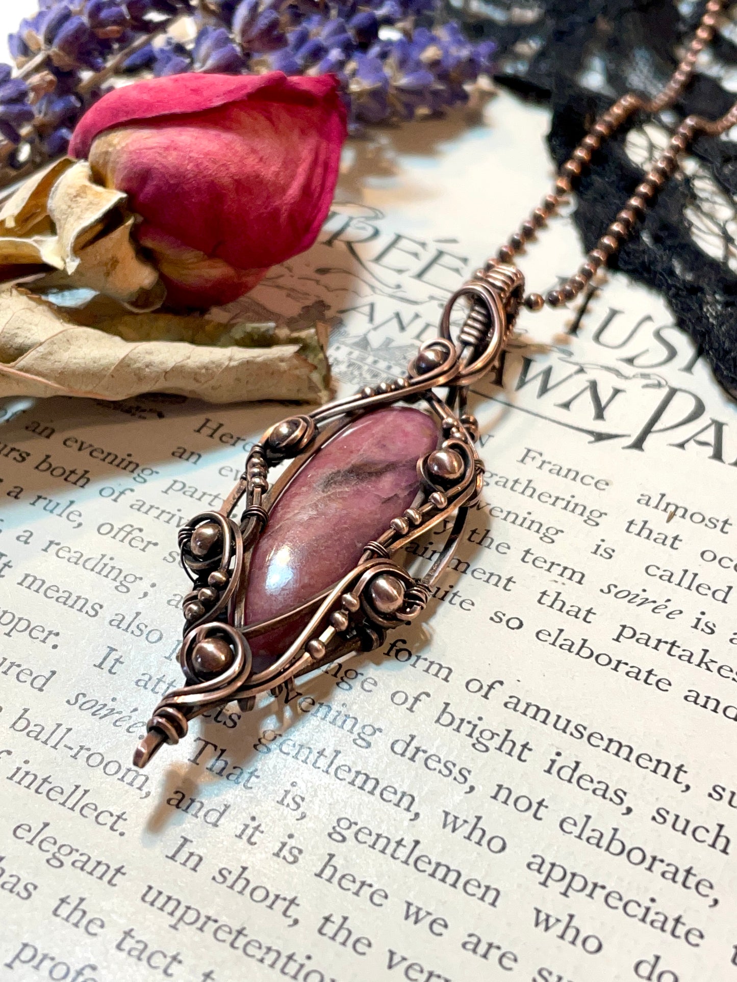 Rhodonite Pendant in Copper