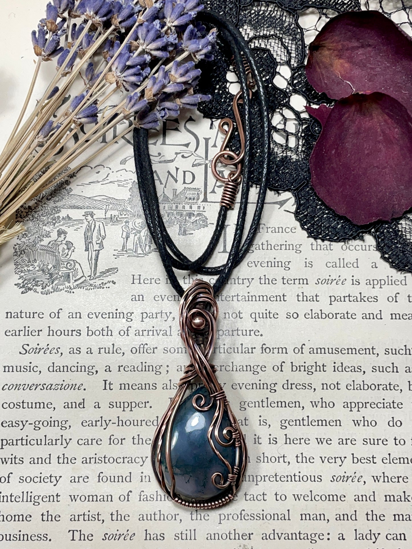 Moss Agate Pendant in Copper