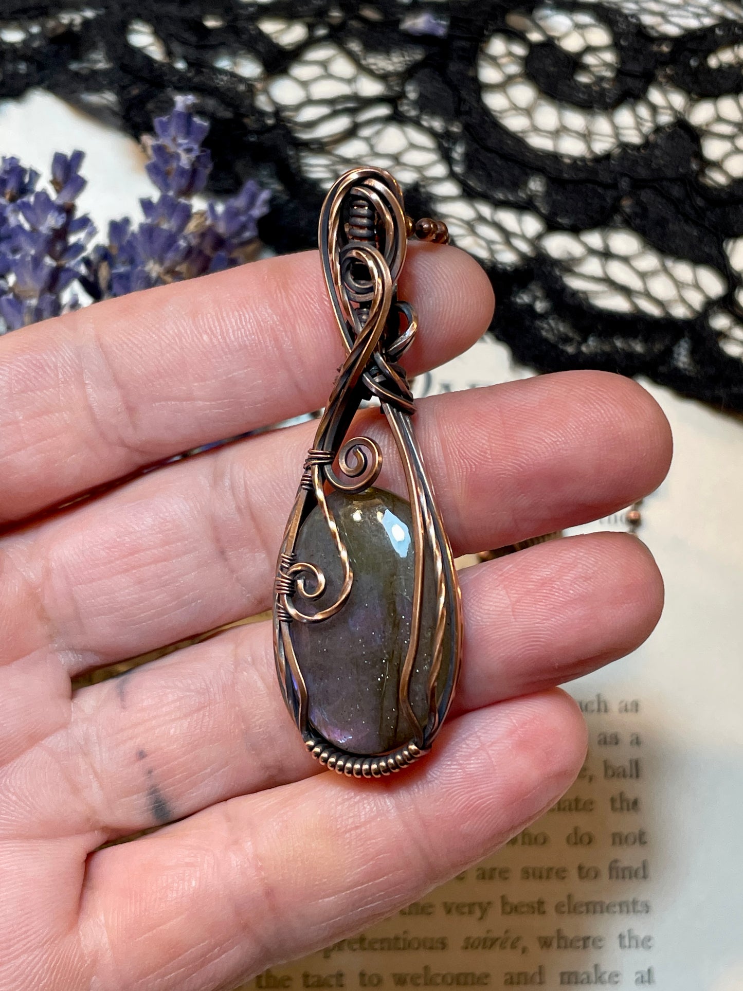 Labradorite Pendant in Copper