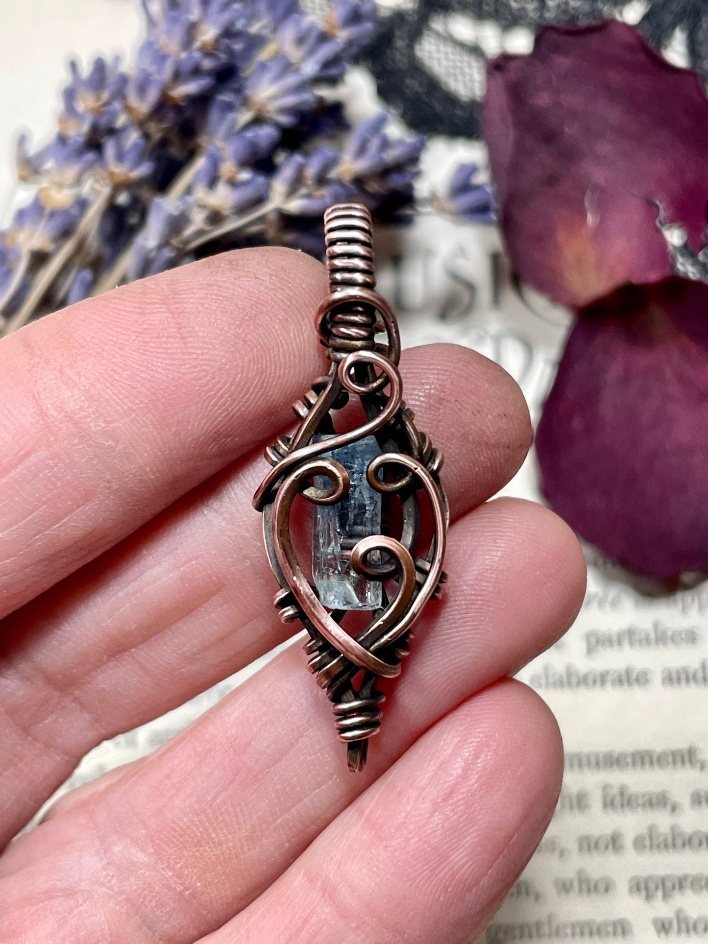 Aquamarine (Natural Raw Aquamarine Crystal) Pendant in Copper #1