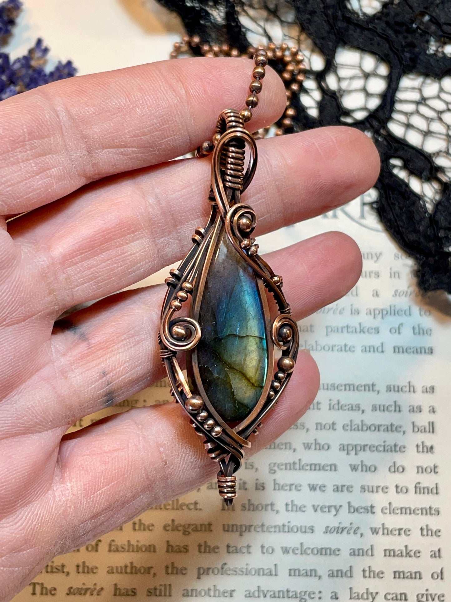 Labradorite Pendant in Copper