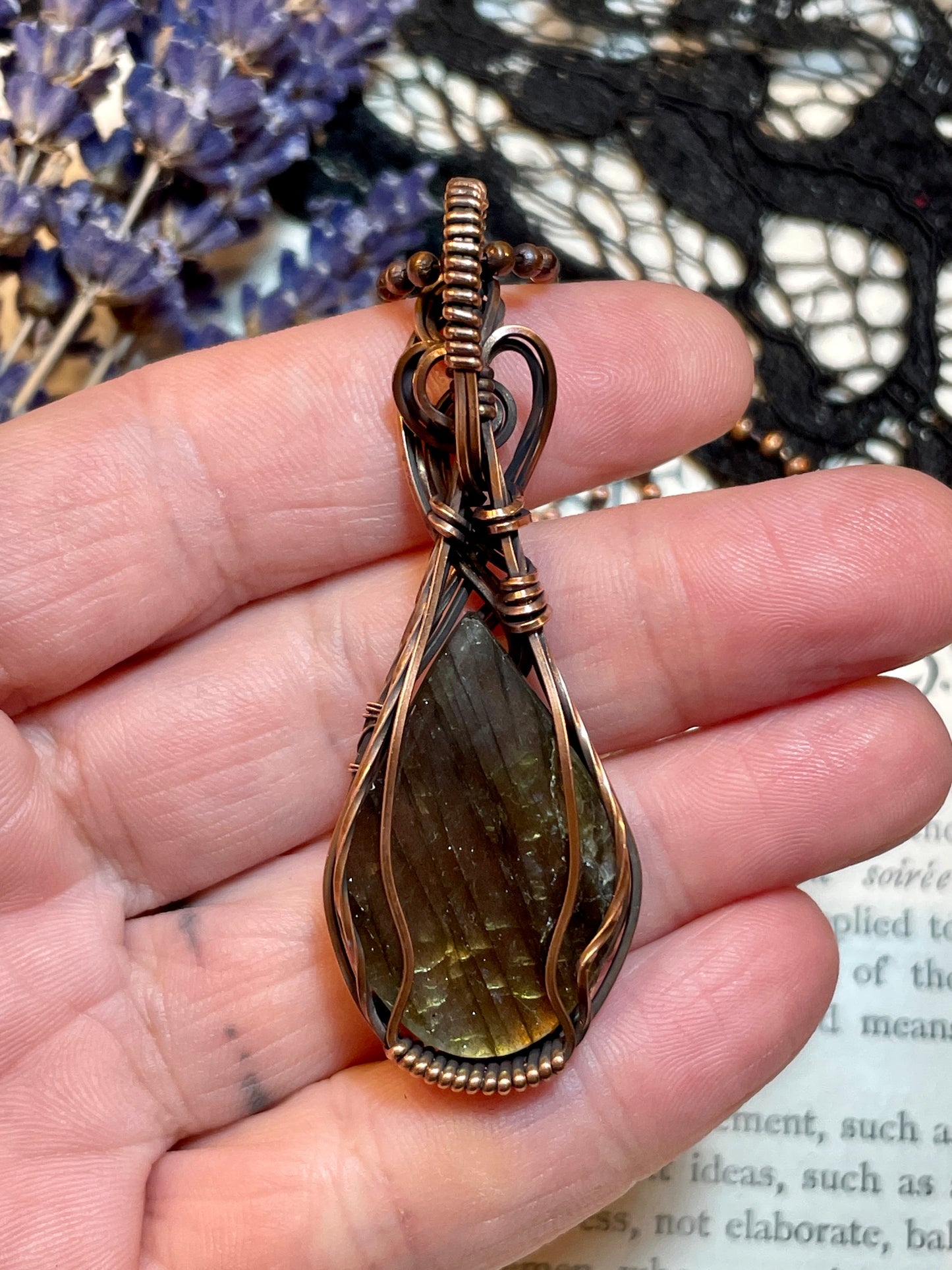 Labradorite Pendant in Copper