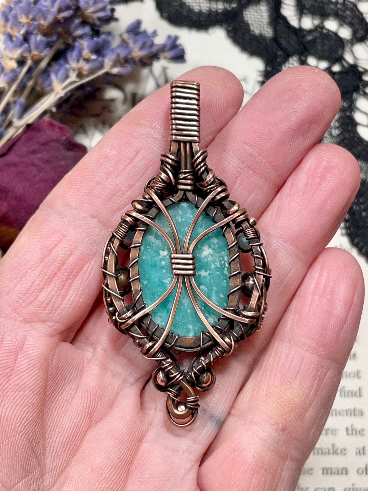 Amazonite Pendant in Copper