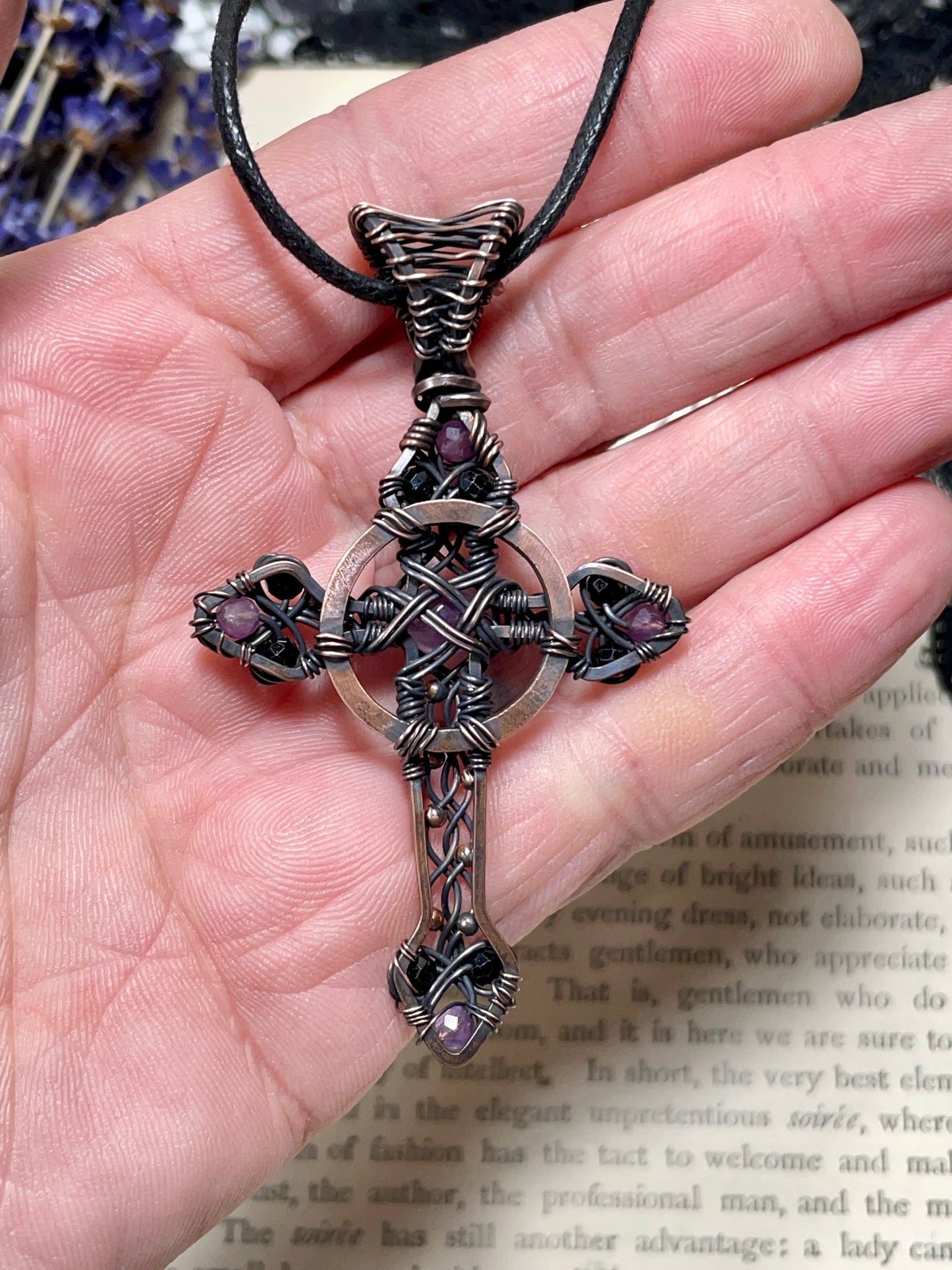 Amethyst Gothic Style Celtic Cross Pendant