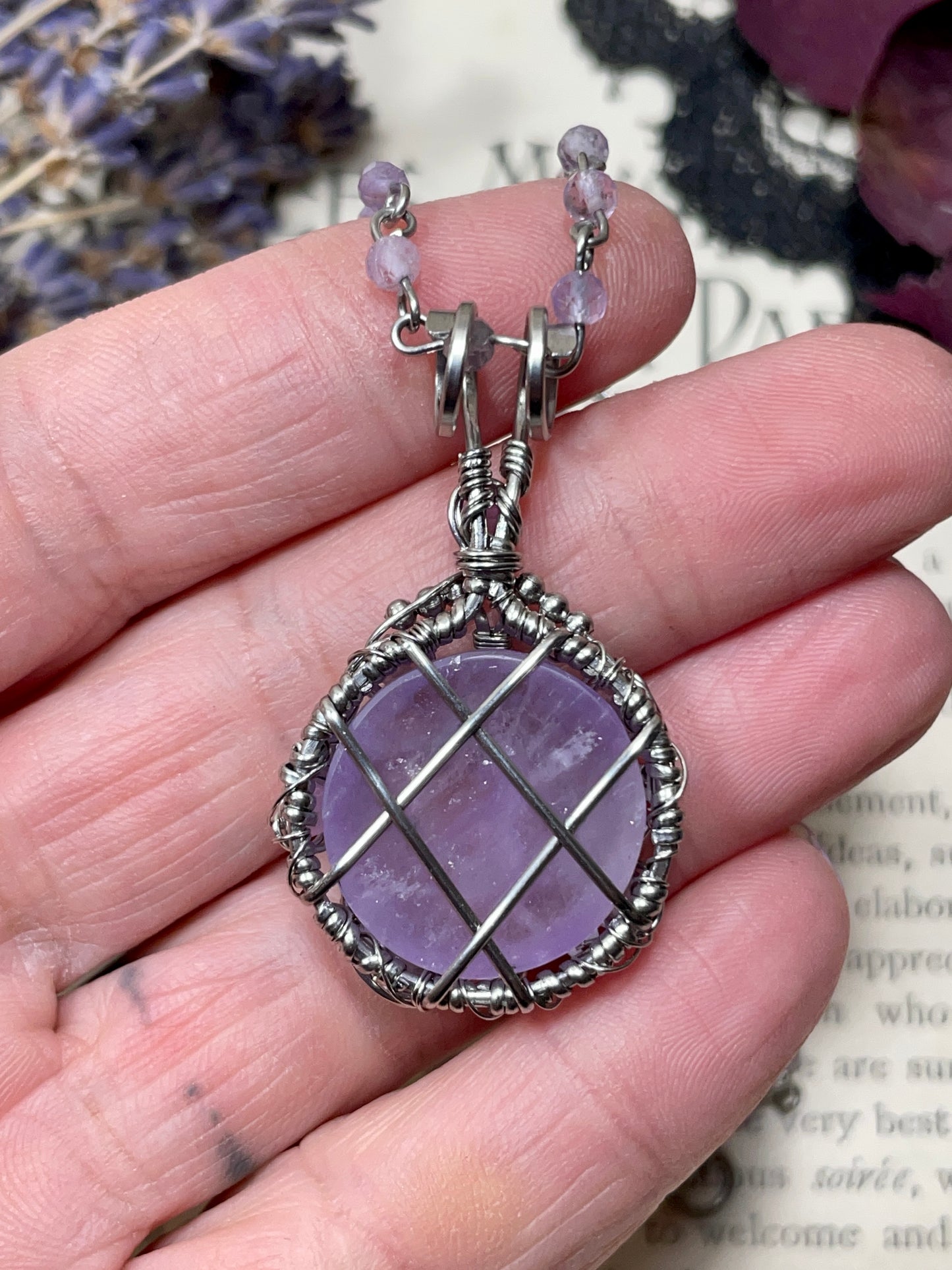 Amethyst Pentacle Pendant in Stainless Steel