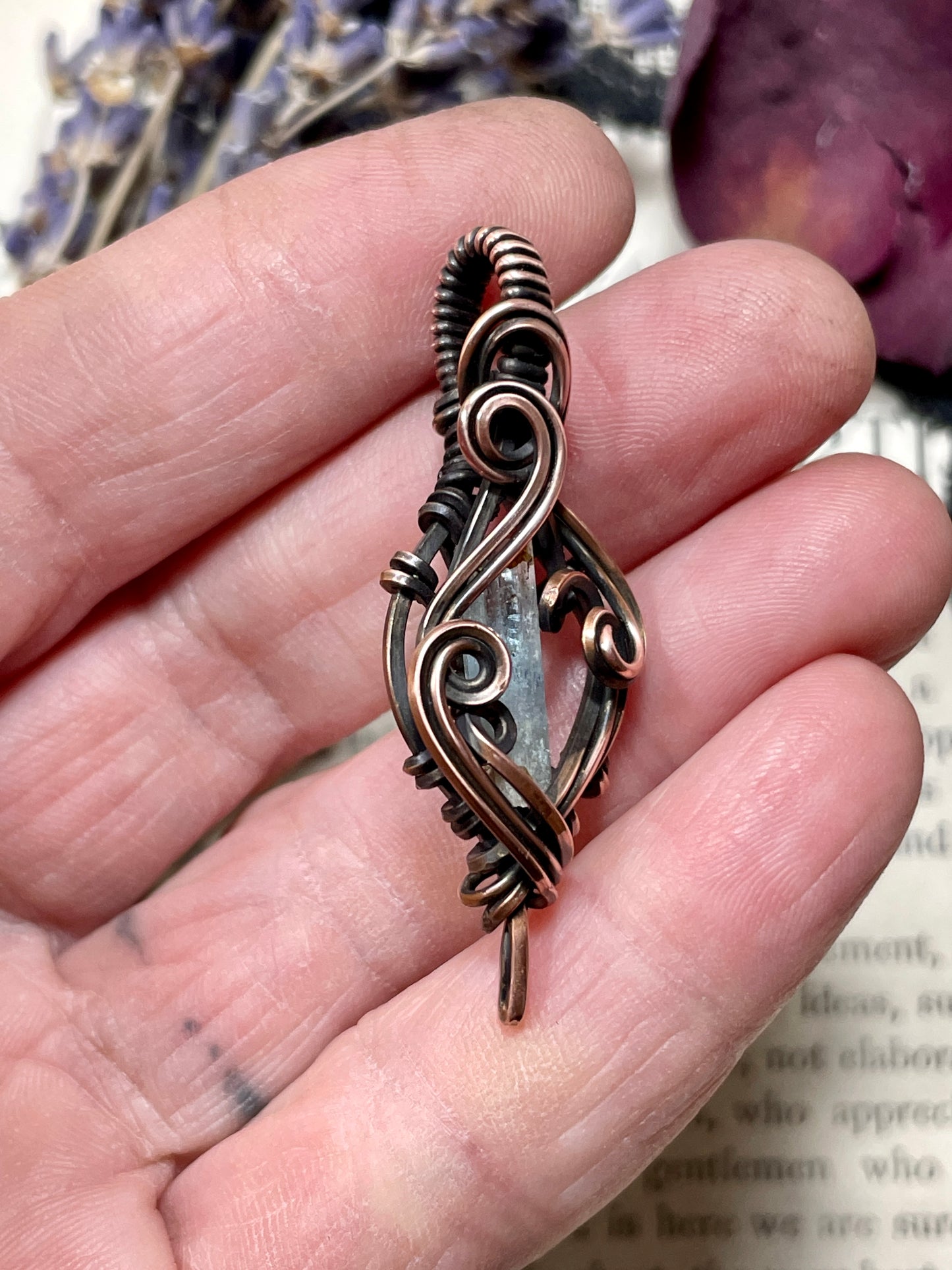 Aquamarine (Natural Raw Aquamarine Crystal) Pendant in Copper #2