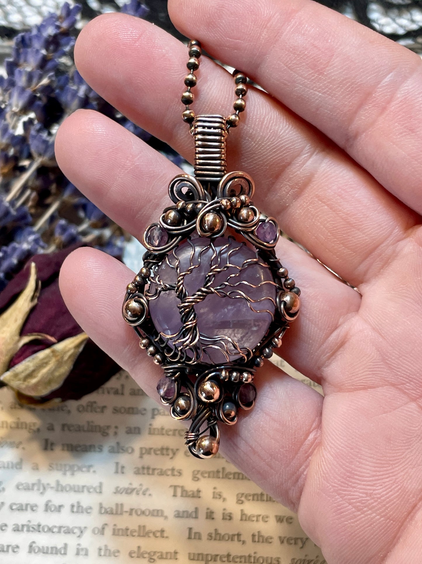 Amethyst Tree of Life Pendant in Copper