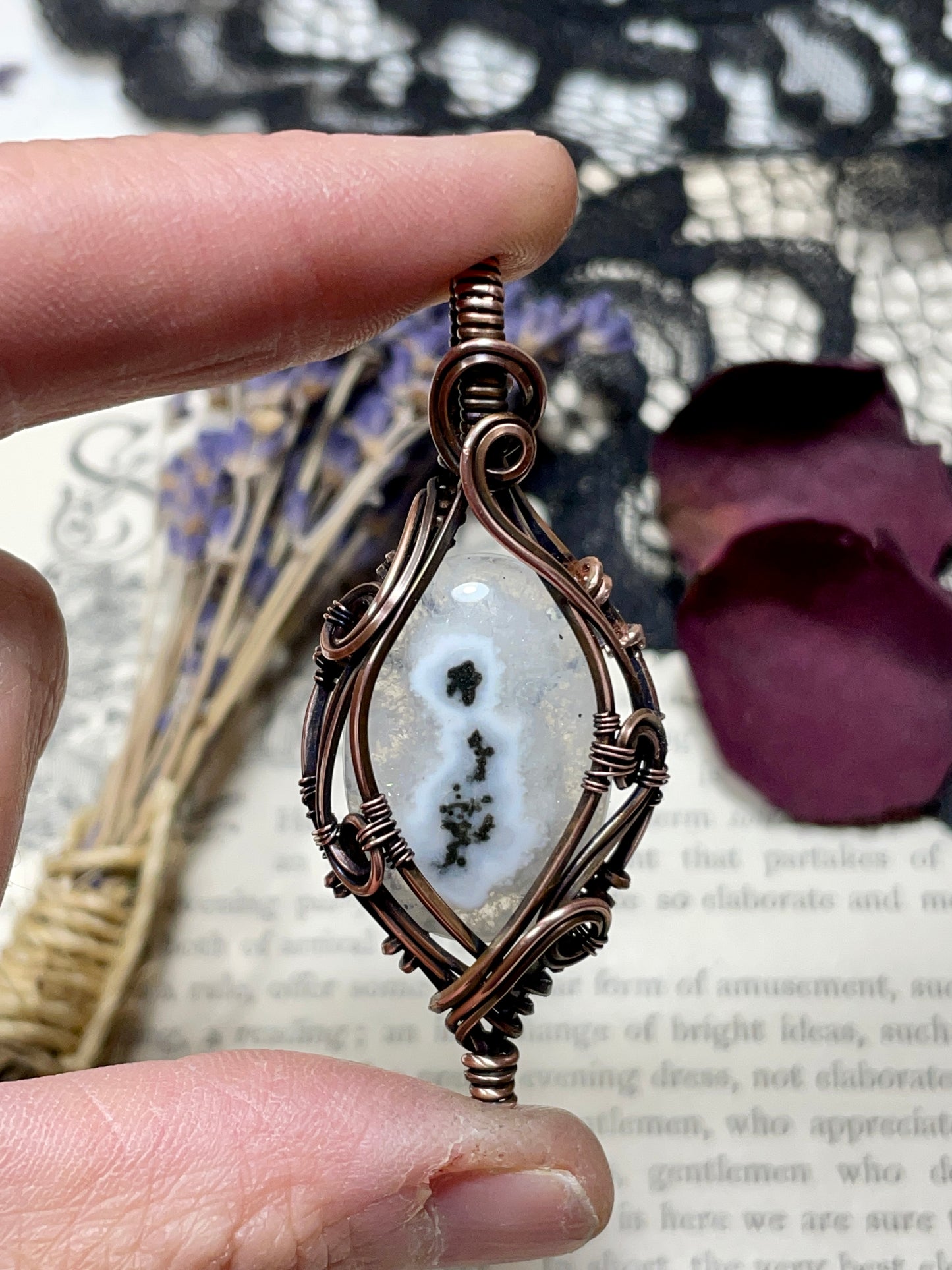 Quartz (Solar Quartz) Pendant in Copper