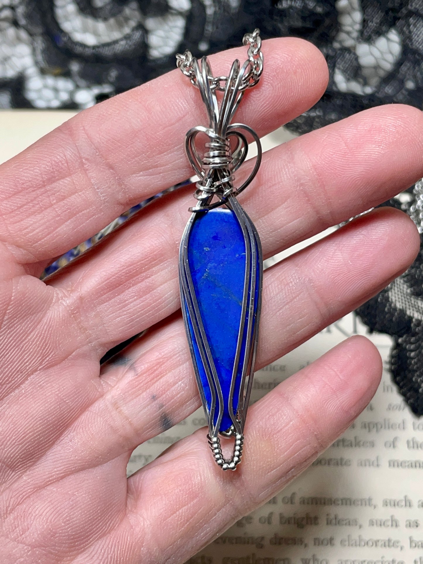Lapis Lazuli Pendant in Stainless Steel