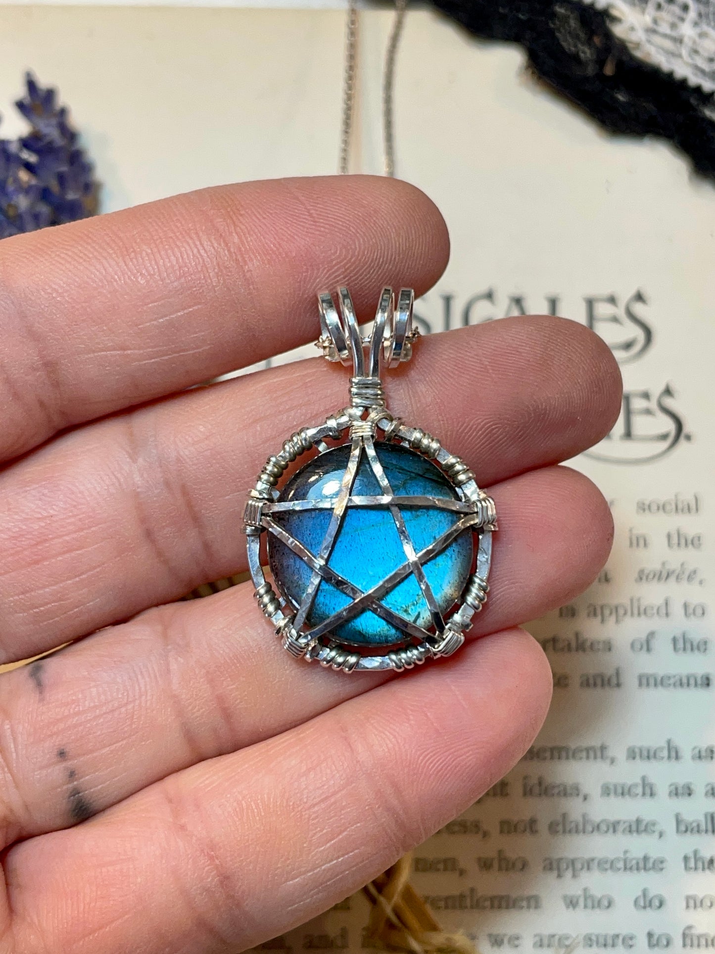 Labradorite Mini Pentacle Pendant in Sterling Silver