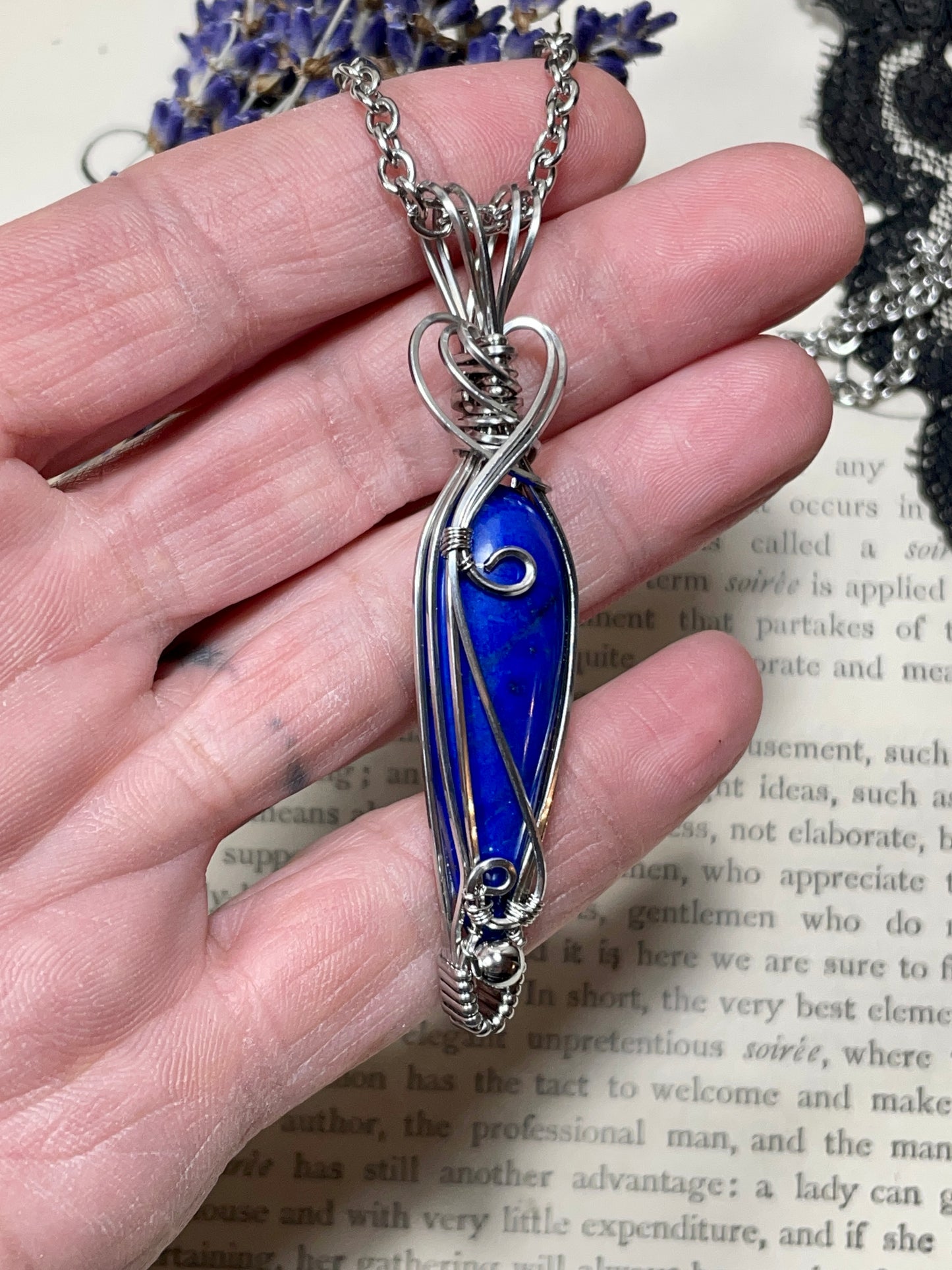 Lapis Lazuli Pendant in Stainless Steel