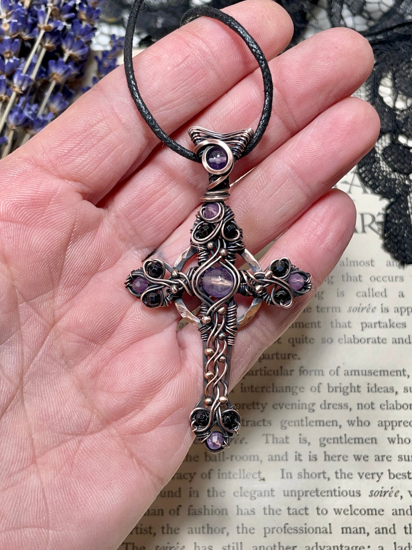 Amethyst Gothic Style Celtic Cross Pendant