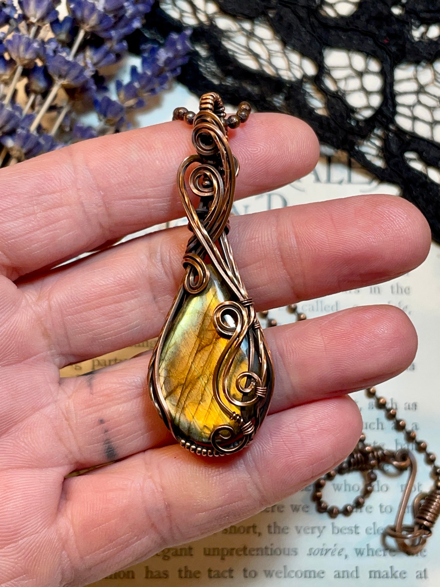 Labradorite Pendant in Copper