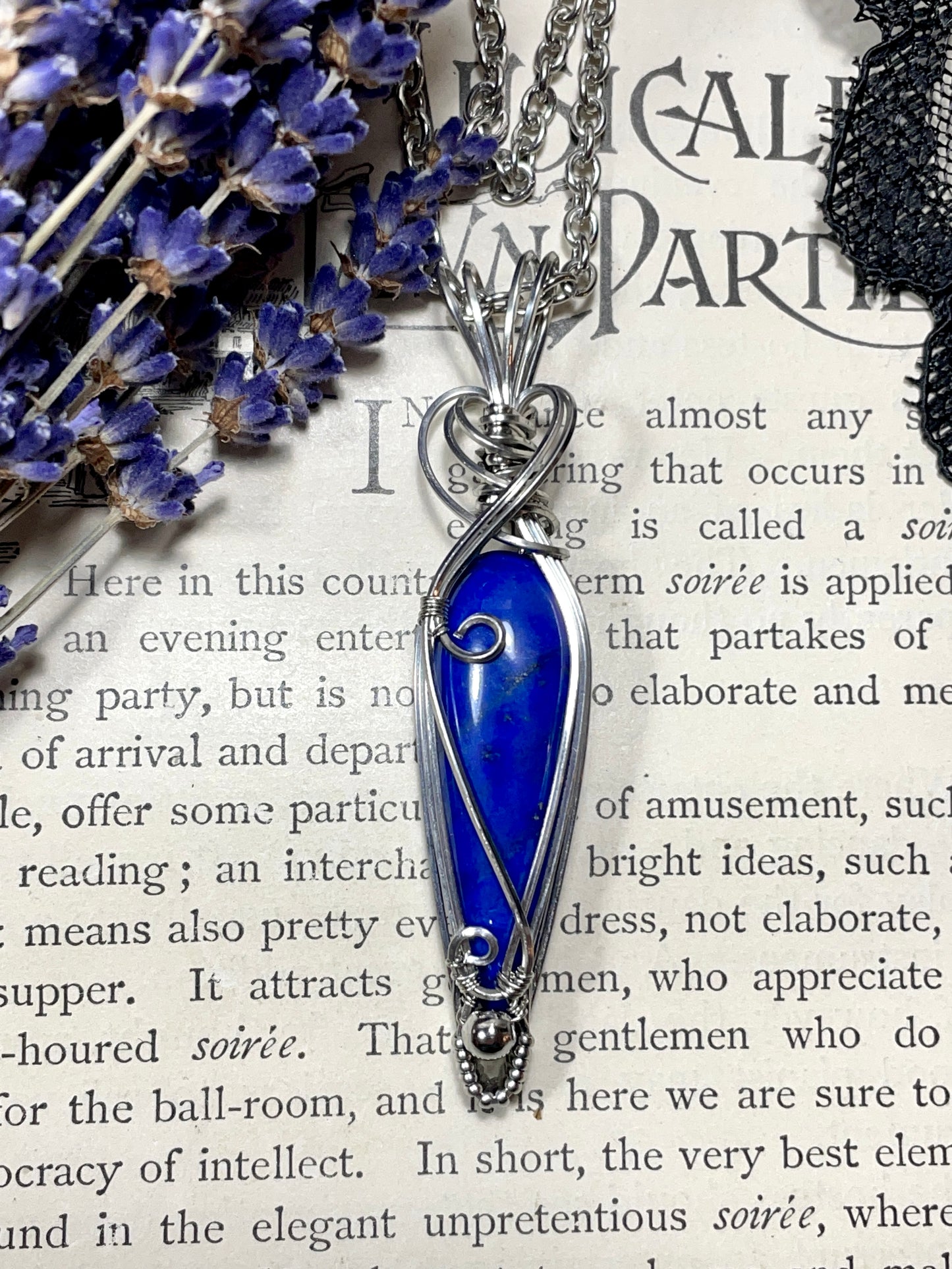Lapis Lazuli Pendant in Stainless Steel