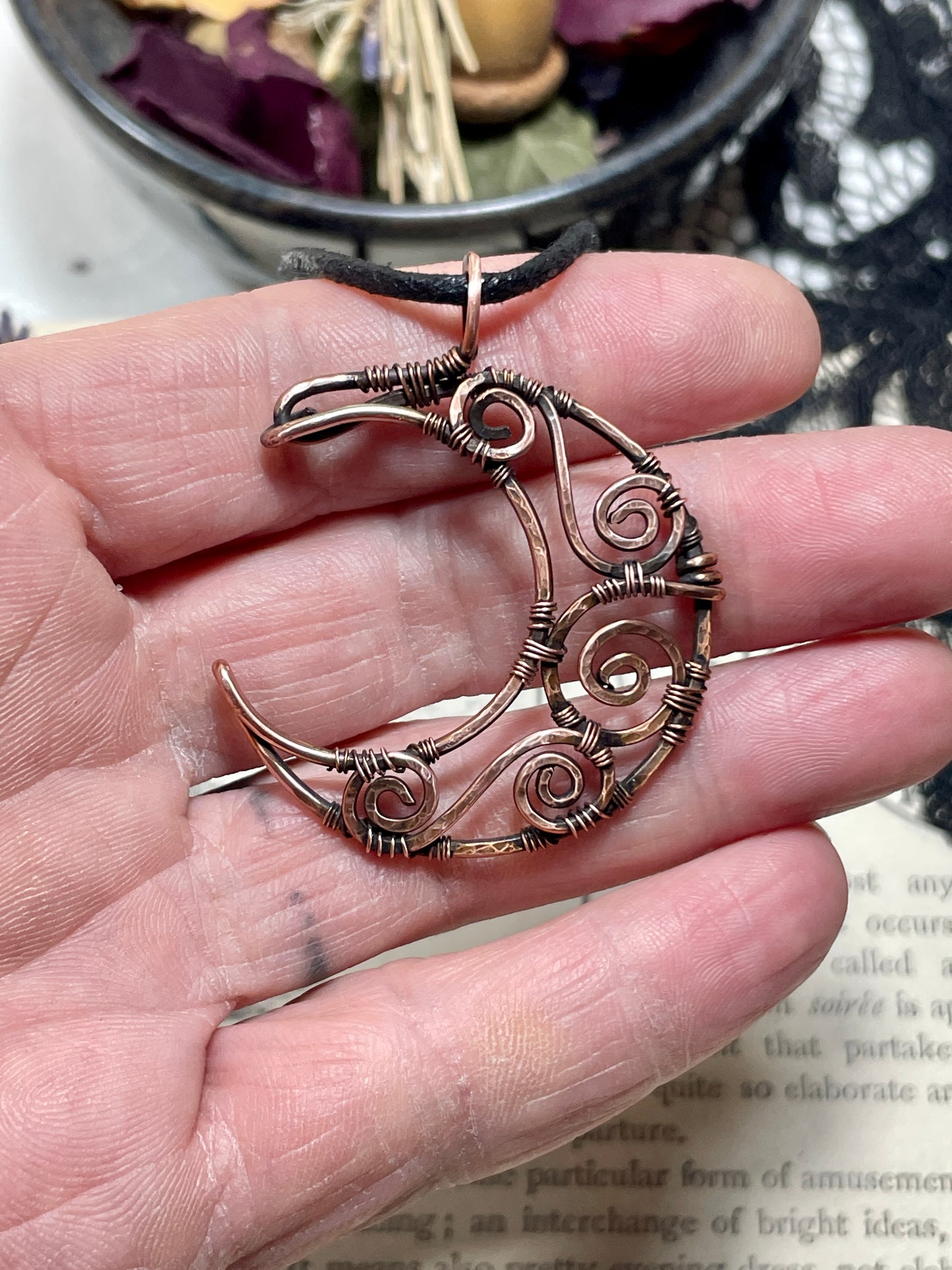 Copper Crescent Moon Pendant