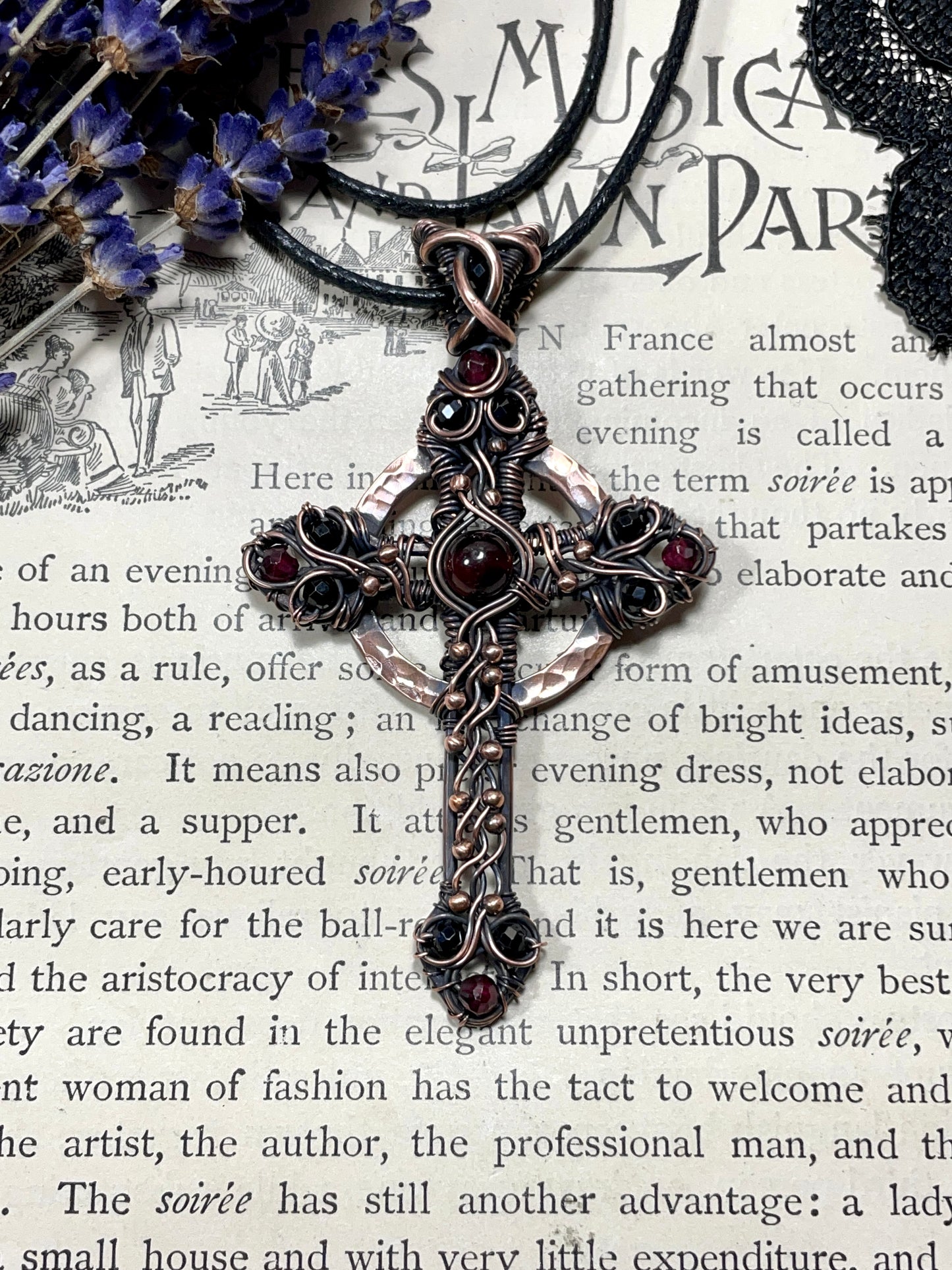 Garnet Gothic Style Celtic Cross Pendant