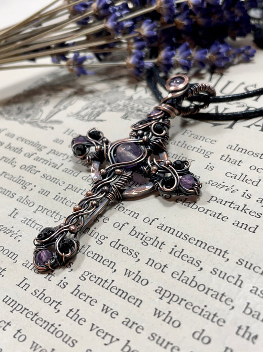 Amethyst Gothic Style Celtic Cross Pendant