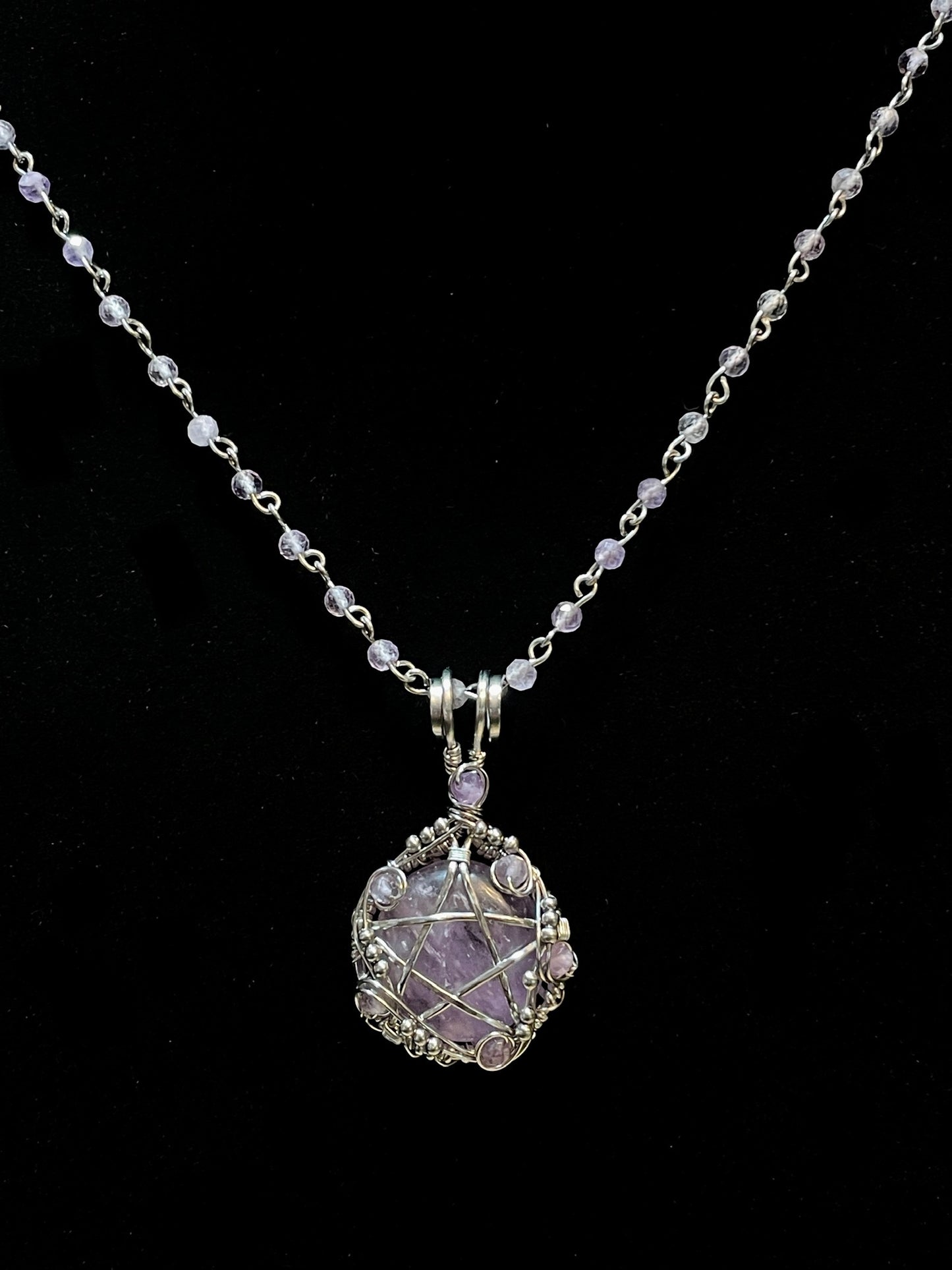 Amethyst Pentacle Pendant in Stainless Steel