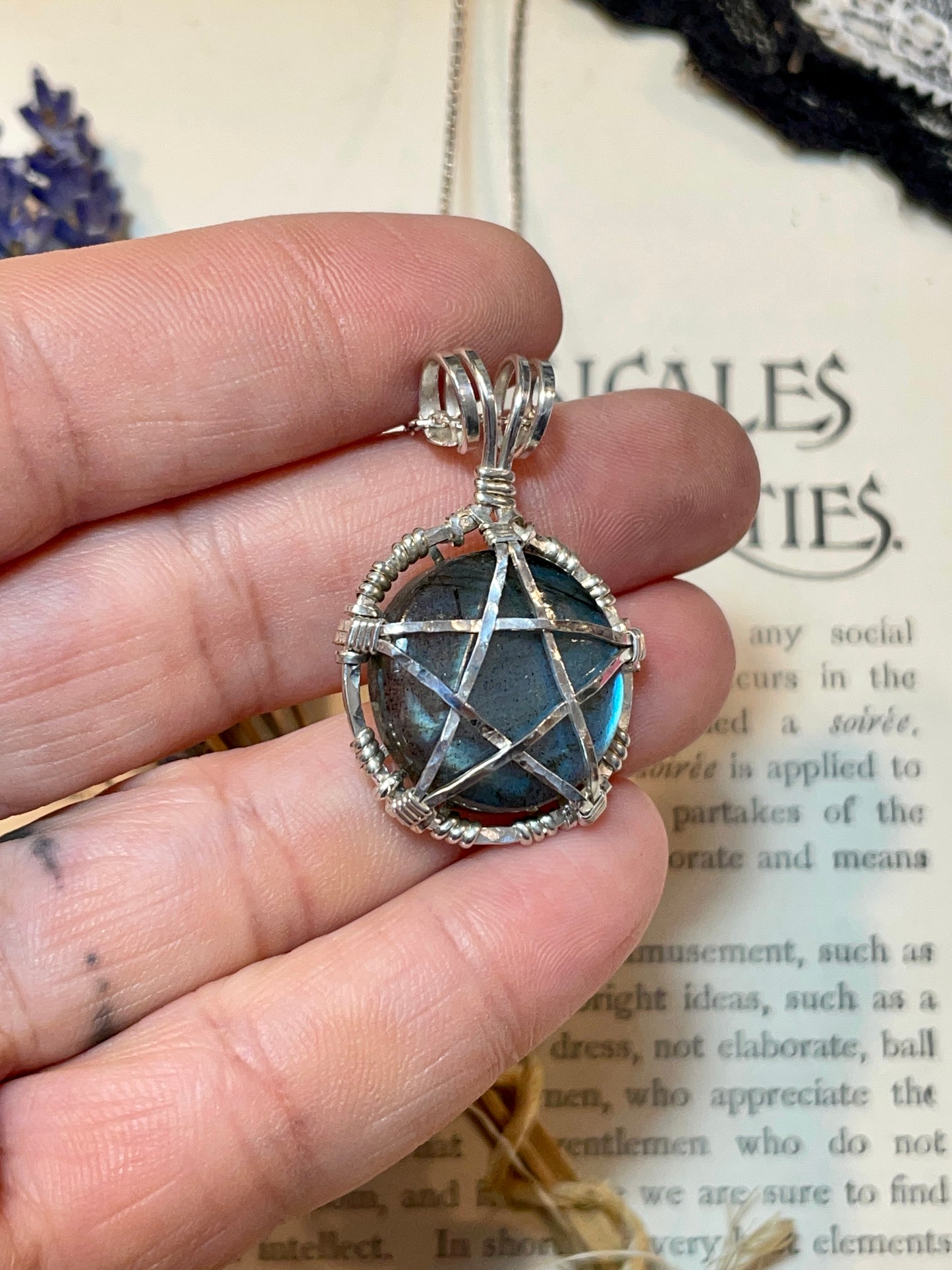 Labradorite Mini Pentacle Pendant in Sterling Silver