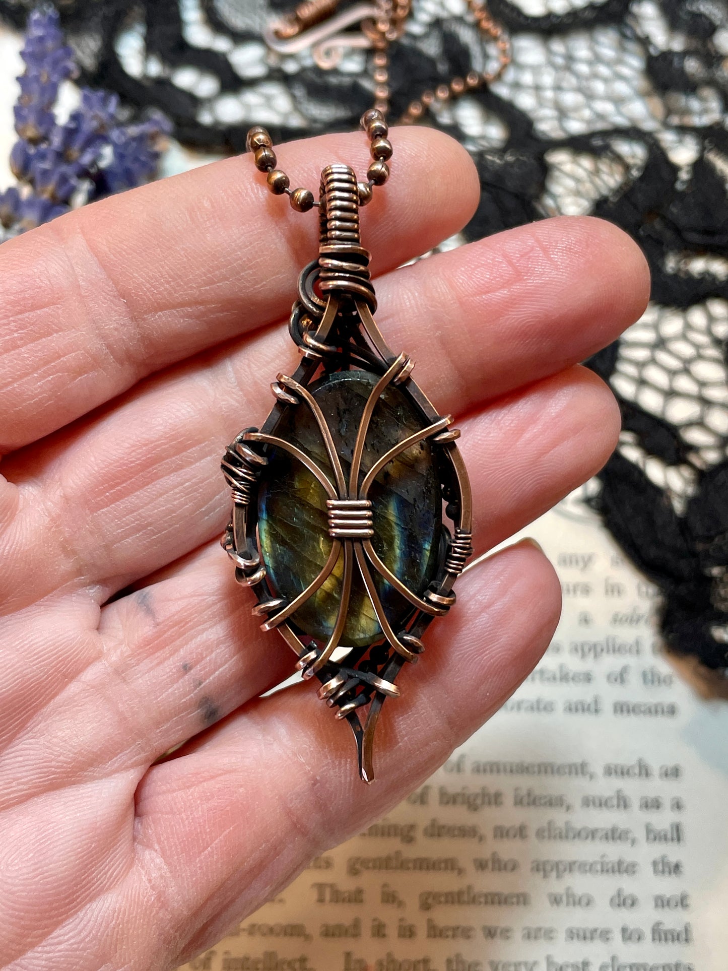 Labradorite Pendant in Copper