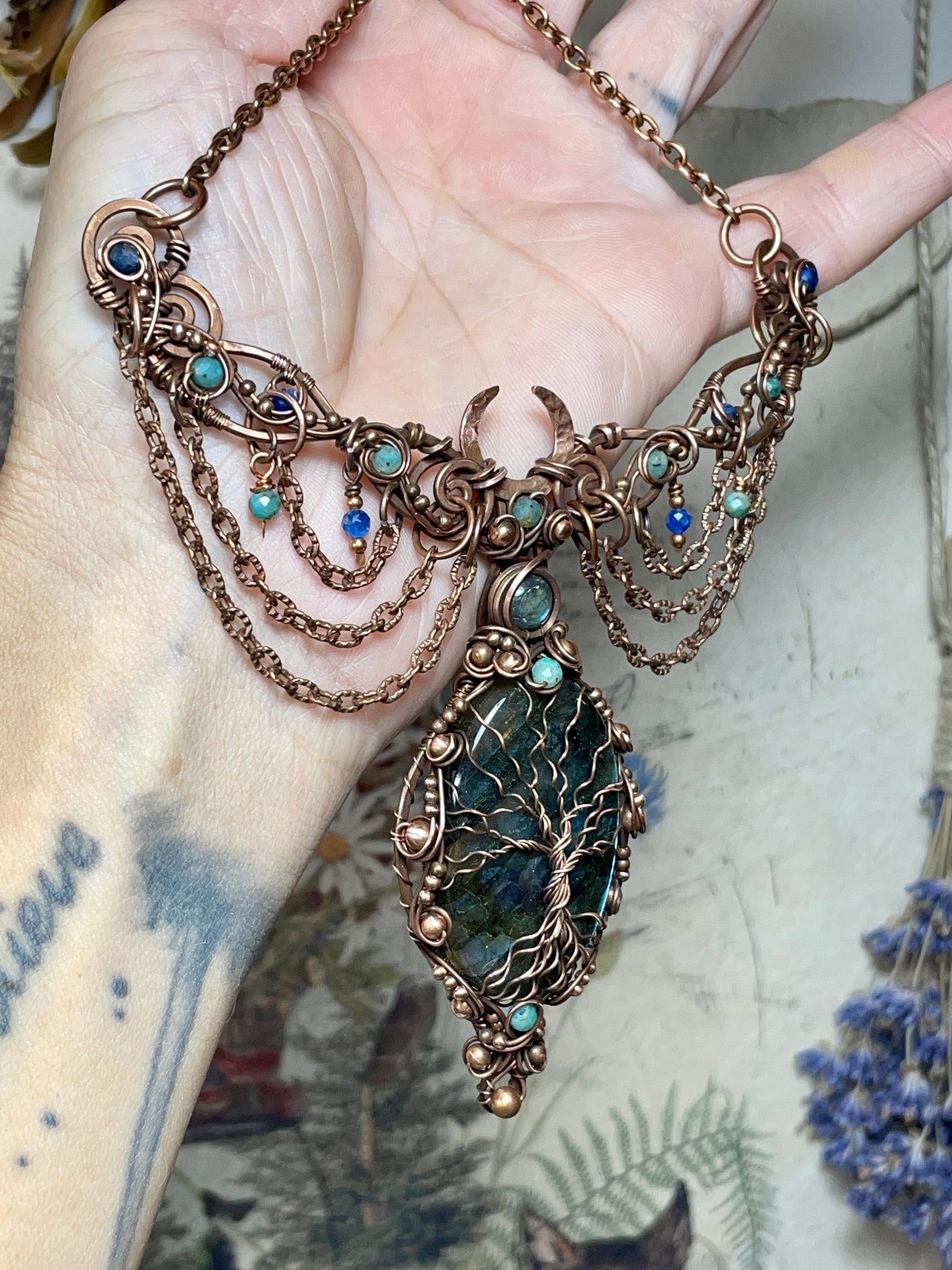 Labradorite Tree of Life Collar in Copper