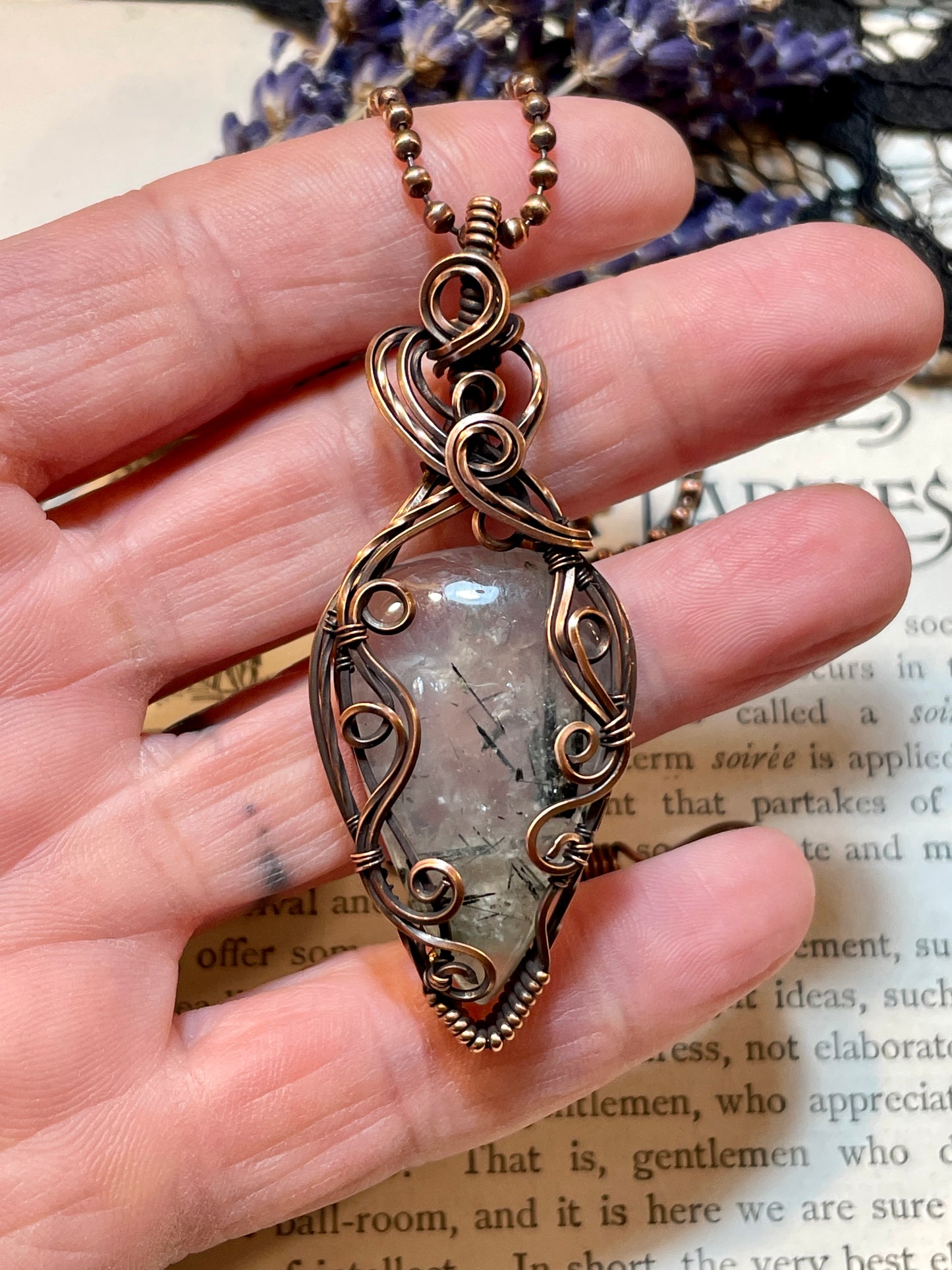 Prehnite Pendant in Copper