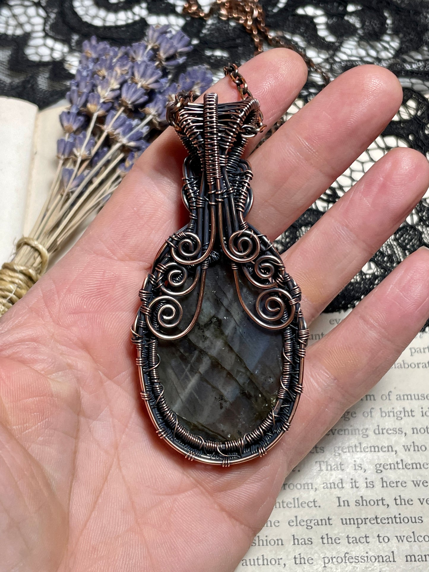 Labradorite Tree of Life Amulet in Copper