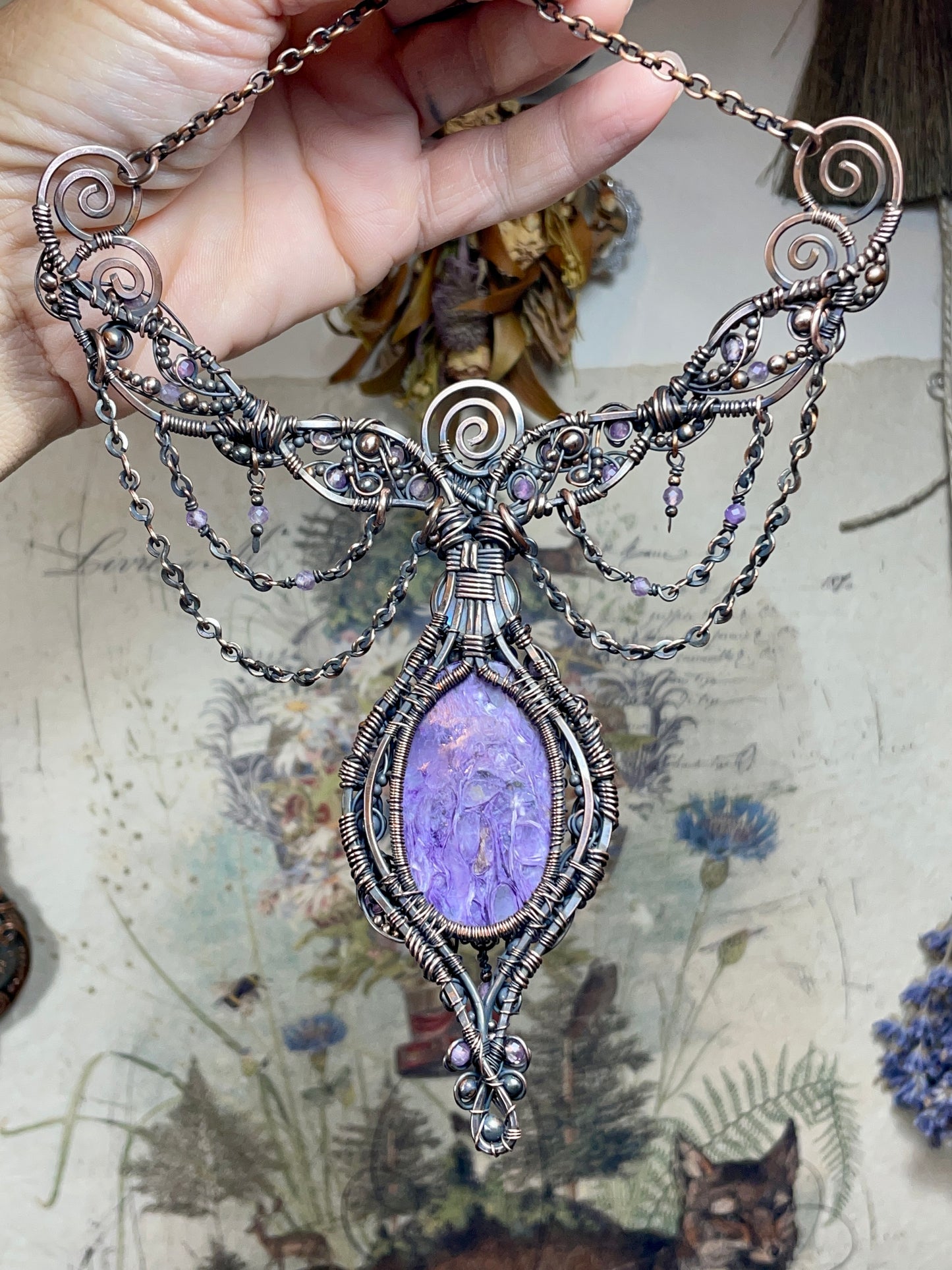 Charoite Tree Spirit Collar in Copper